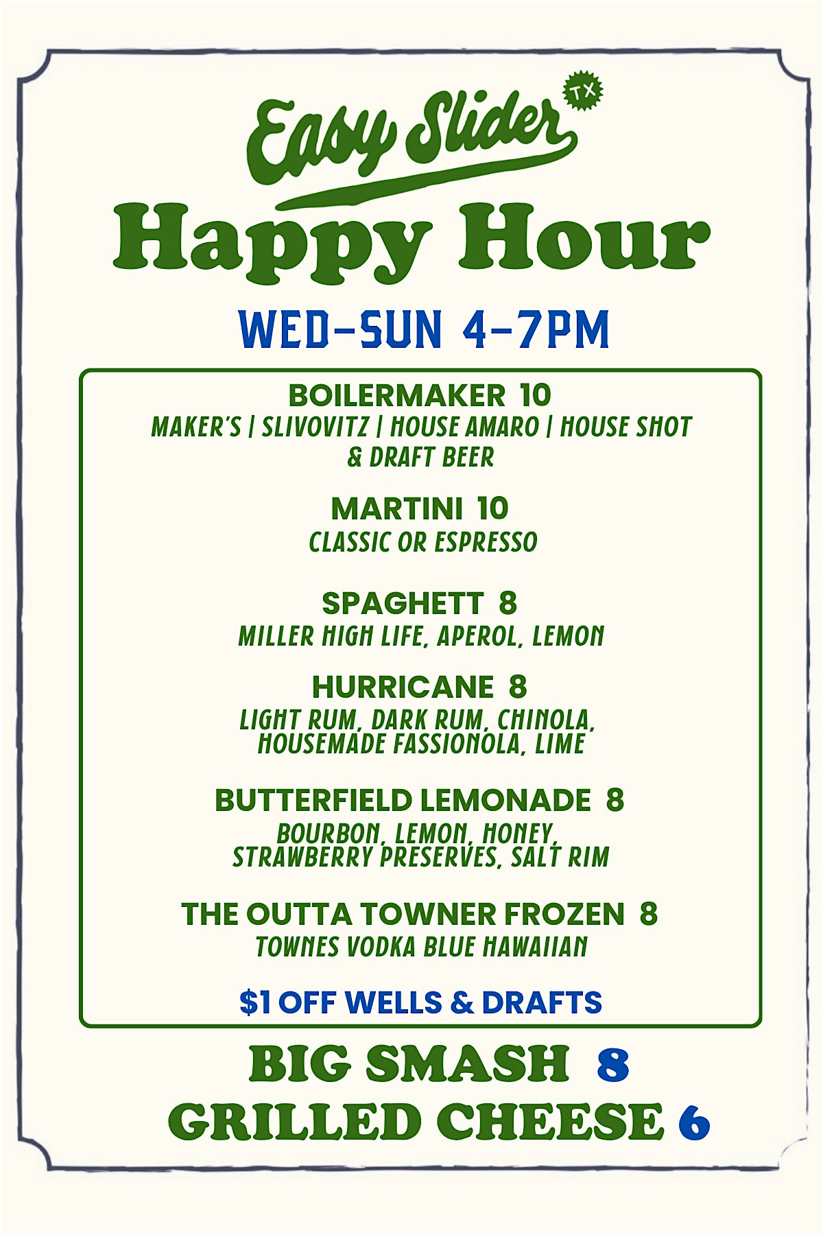 Happy Hour at Easy Slider at Easy Slider – East Side Ave. – Dallas, TX