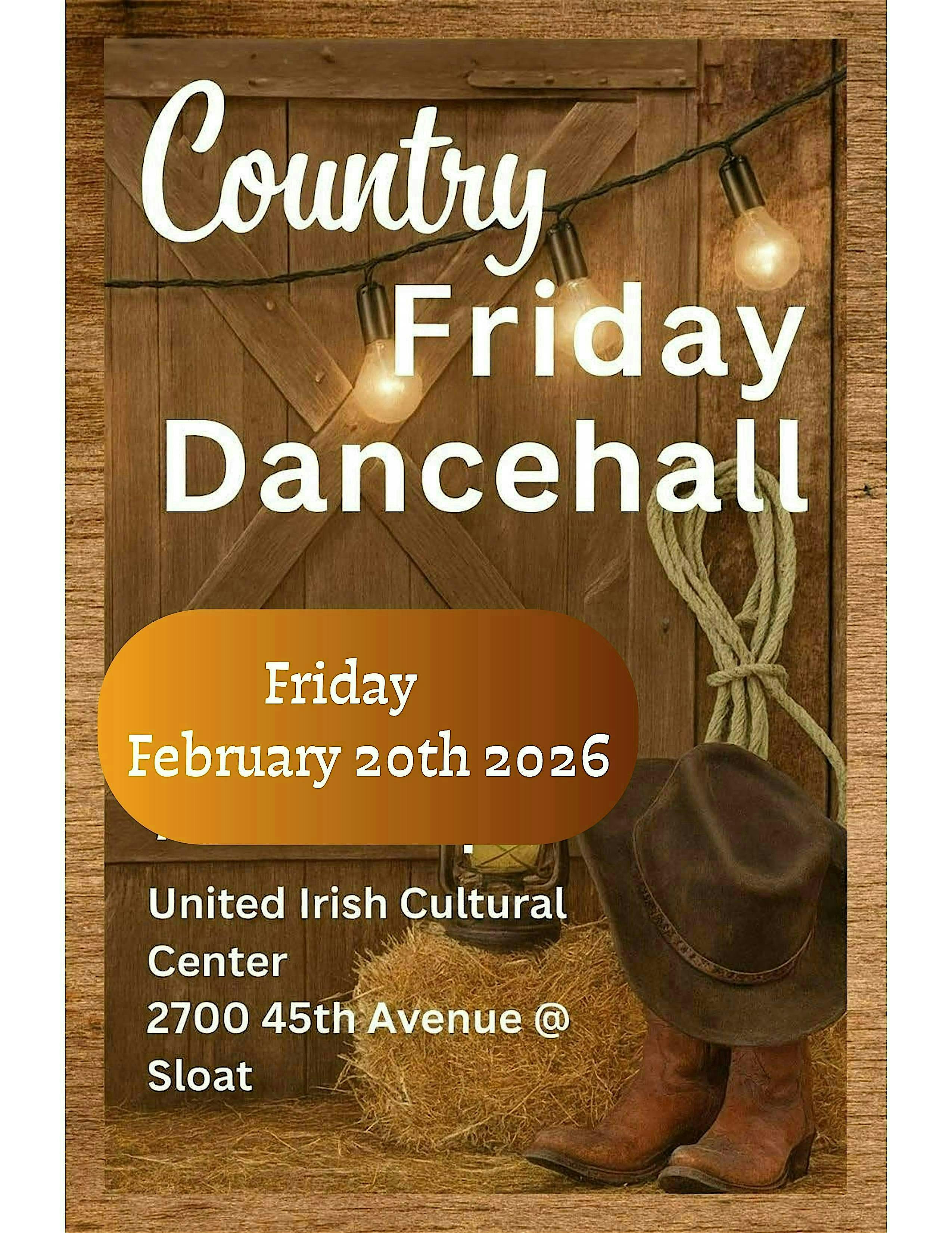 Friday Night Line Dancing in San Francisco – Lessons & Country Dance at United Irish Cultural Center – San Francisco, CA