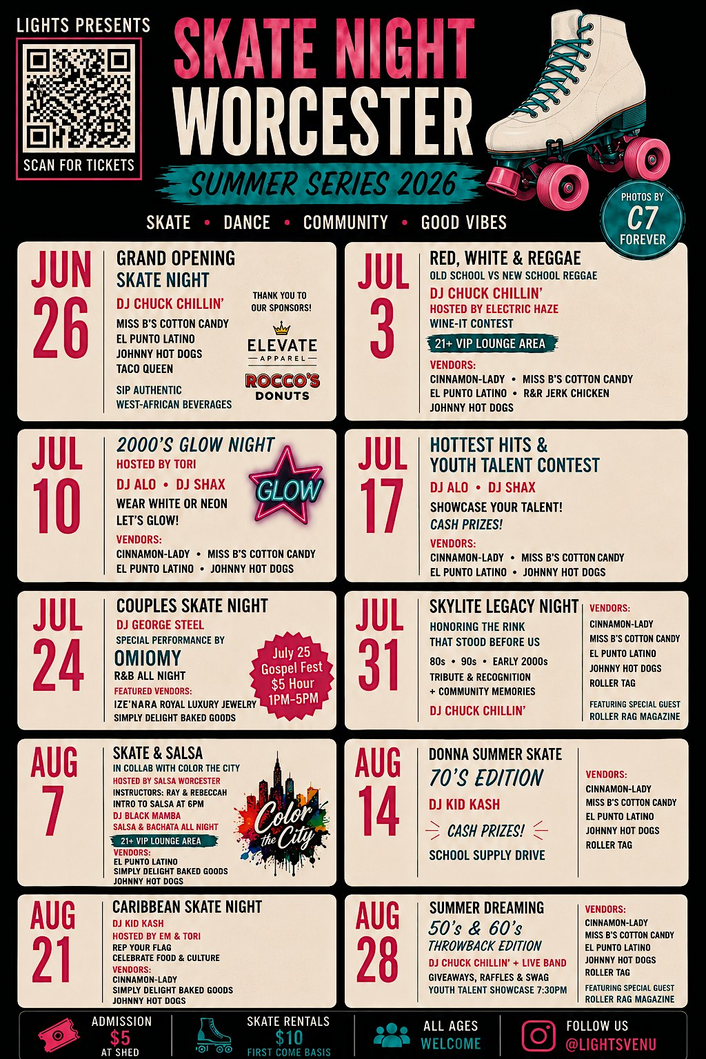 Skate Night Worcester General Admission at Worcester City Hall – Worcester, MA