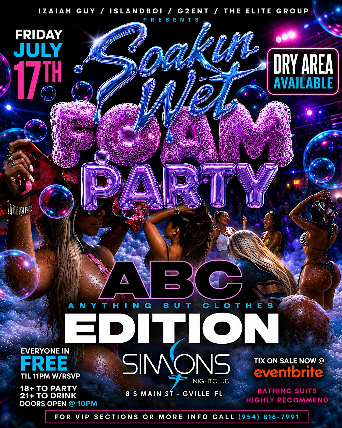 A.B.C BIGGEST FOAM PARTY OF THE SUMMER at SIMONS – Gainesville, FL