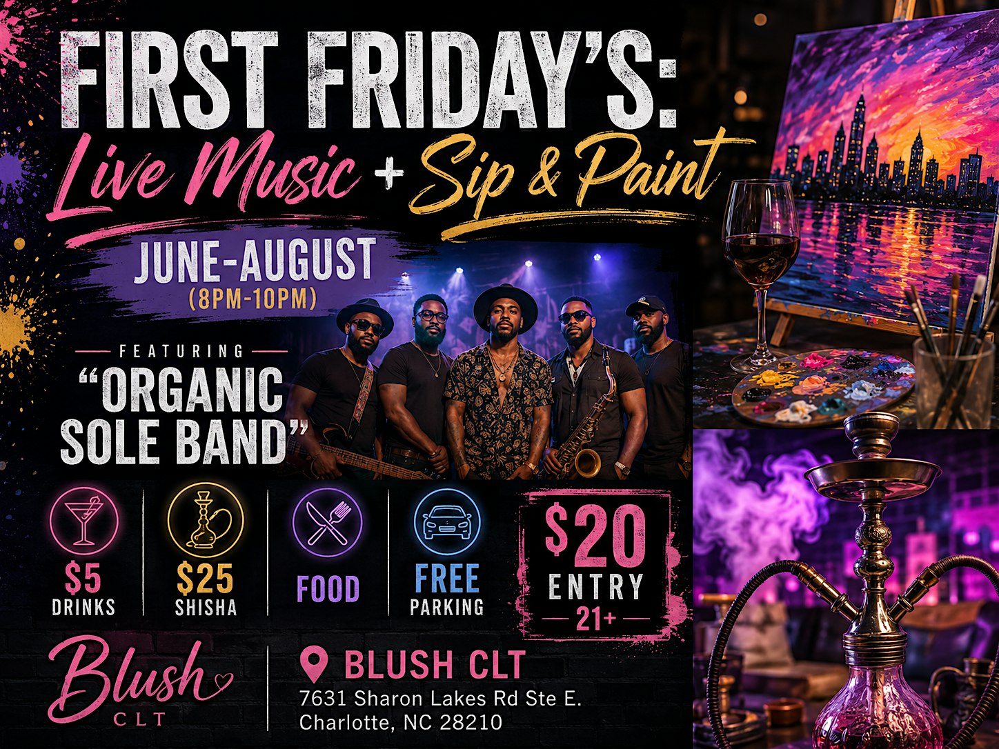 R&B Sip & Paint + Live Music at Blush CLT – Charlotte, NC