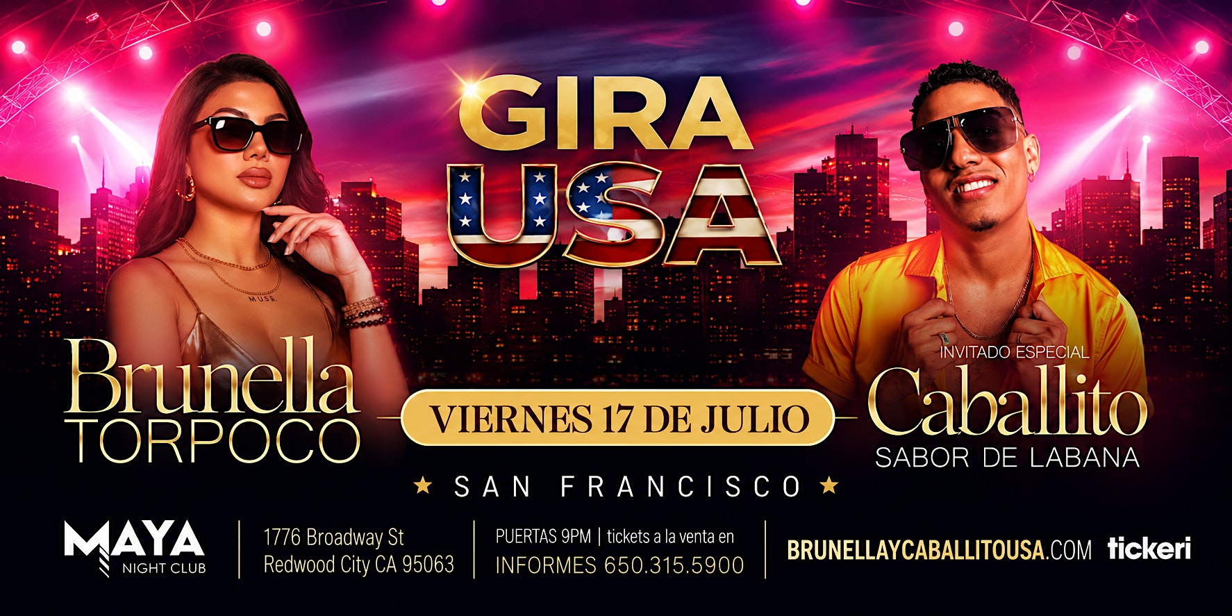 Este Viernes • Brunella Torpoco y Caballito @ Maya Nightclub at MAYA NIGHTCLUB – Redwood City, CA