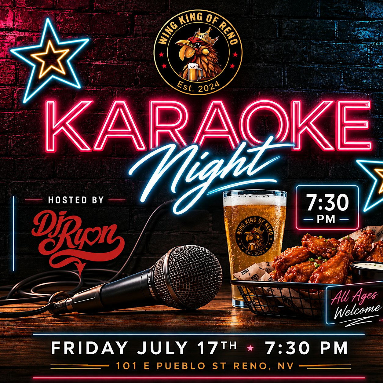 Friday Night Karaoke w/DJ RyOn at WING KING 775 – Reno, NV