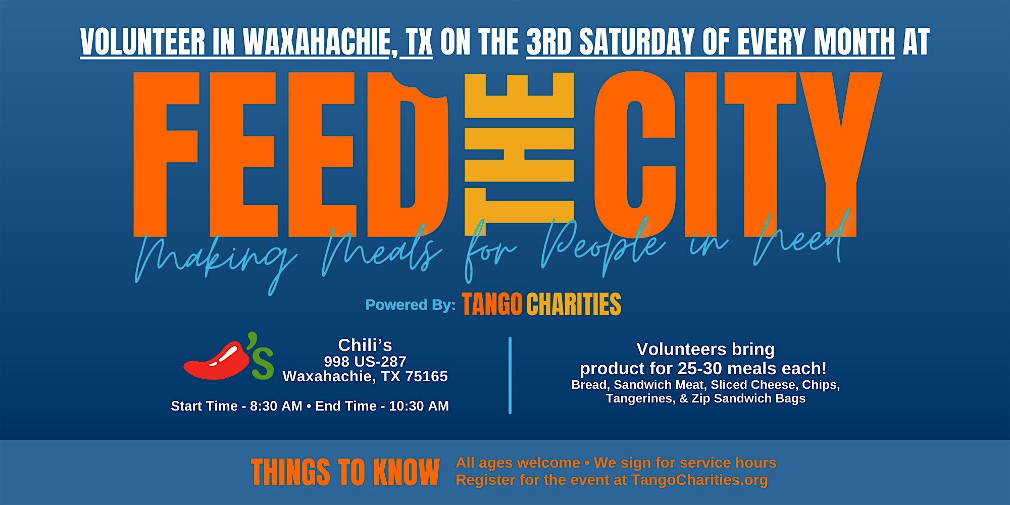 Feed The City Waxahachie: Making Meals for People In Need at Chili’s Grill & Bar – Waxahachie, TX
