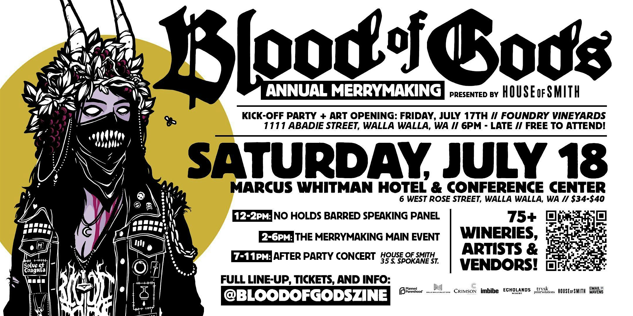 Blood Of Gods 2026 Annual Merrymaking at The Marcus Whitman Hotel & Conference Center – Walla Walla, WA