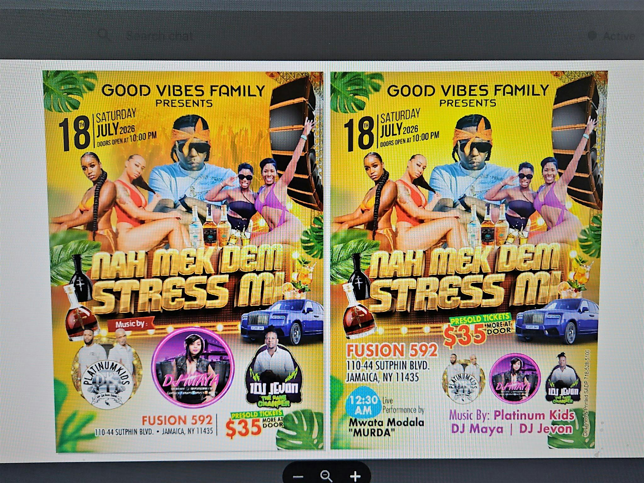 Nah Mek Dem Stress Mi at Fusion 592 – Queens, NY