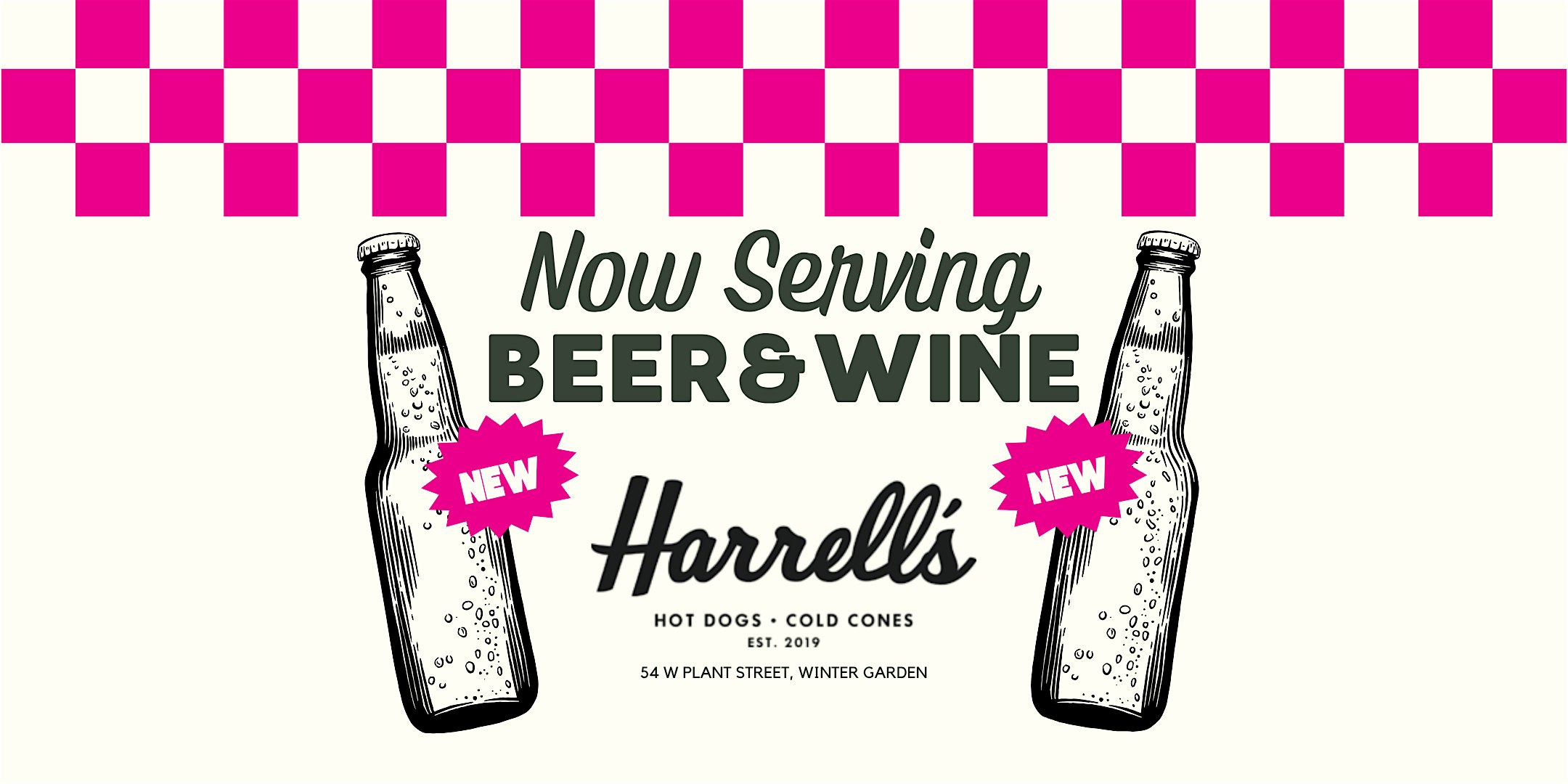 Now Serving Beer & Wine | Harrell’s Hot Dogs + Cold Cones at Harrell’s Hot Dogs + Cold Cones – Winter Garden, FL