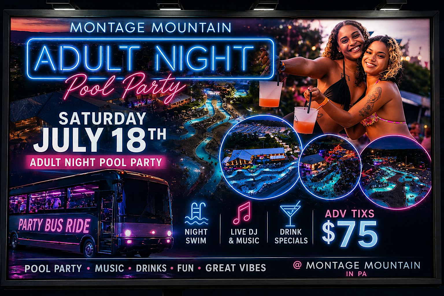 Adult night pool party PT 2 Saturday July 18th at Montage Mountain Resorts – Scranton, PA