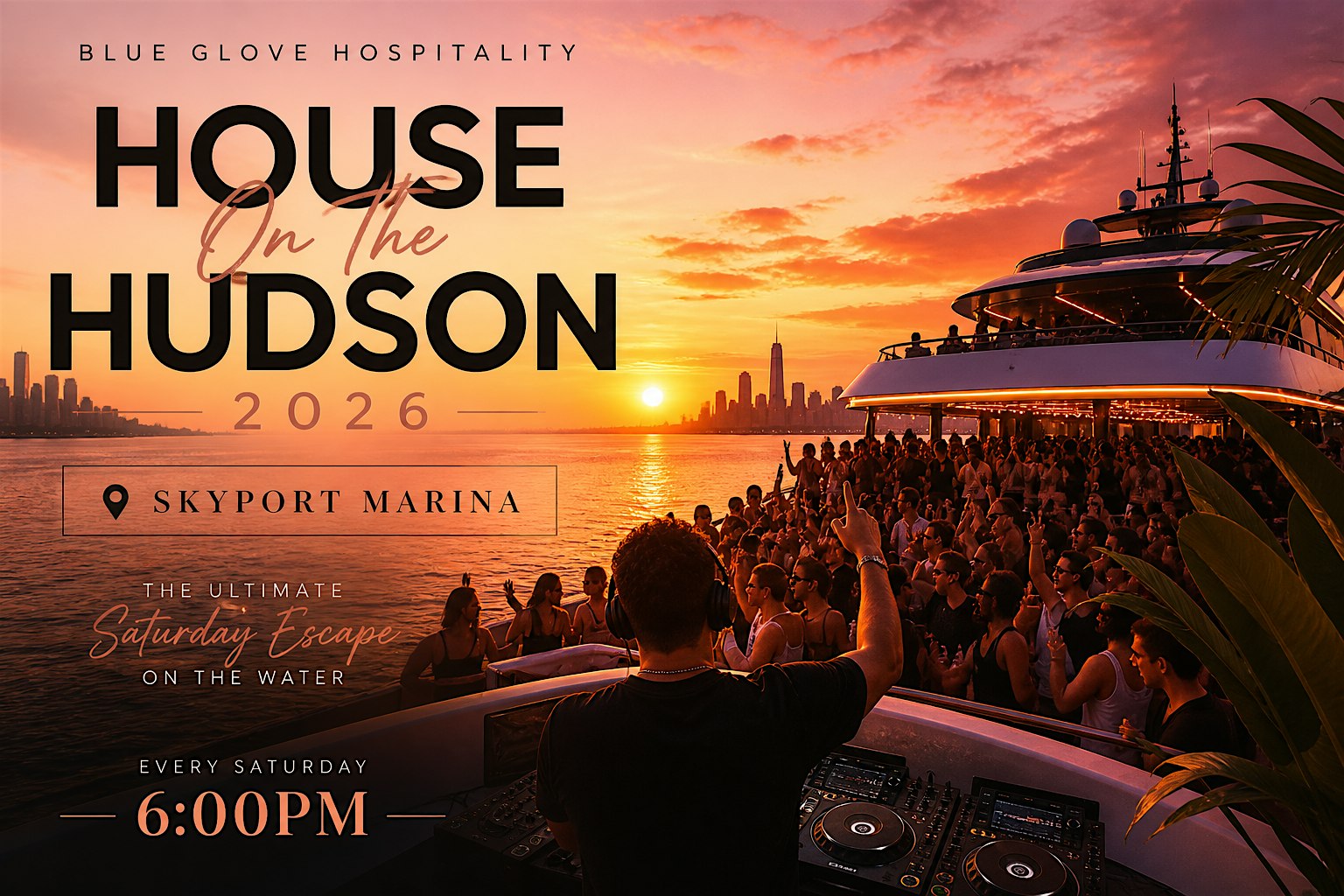 Blue Glove Presents: #1 HOUSE ON THE HUDSON SUNSET BOAT PARTY 2026 | NYC at Skyport Marina – New York, NY