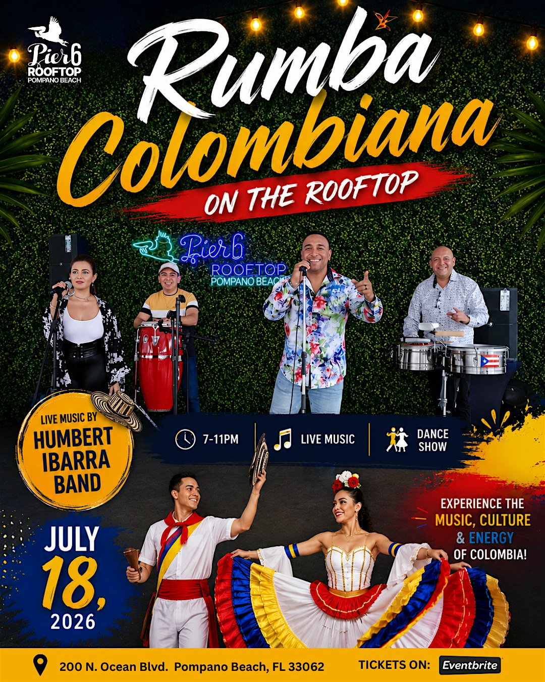 Rumba Colombiana on the Rooftop at Pier 6 Rooftop – Pompano Beach, FL