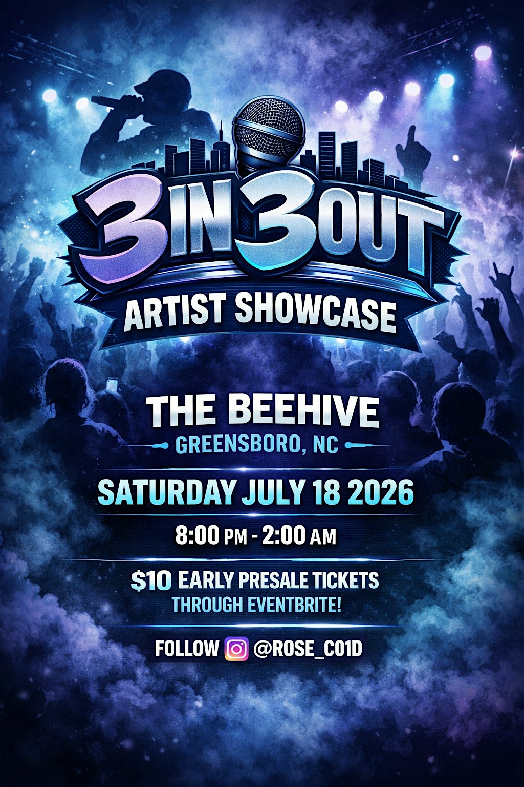 3in3out Artist Showcase at The Beehive Bar & Lounge – Greensboro, NC