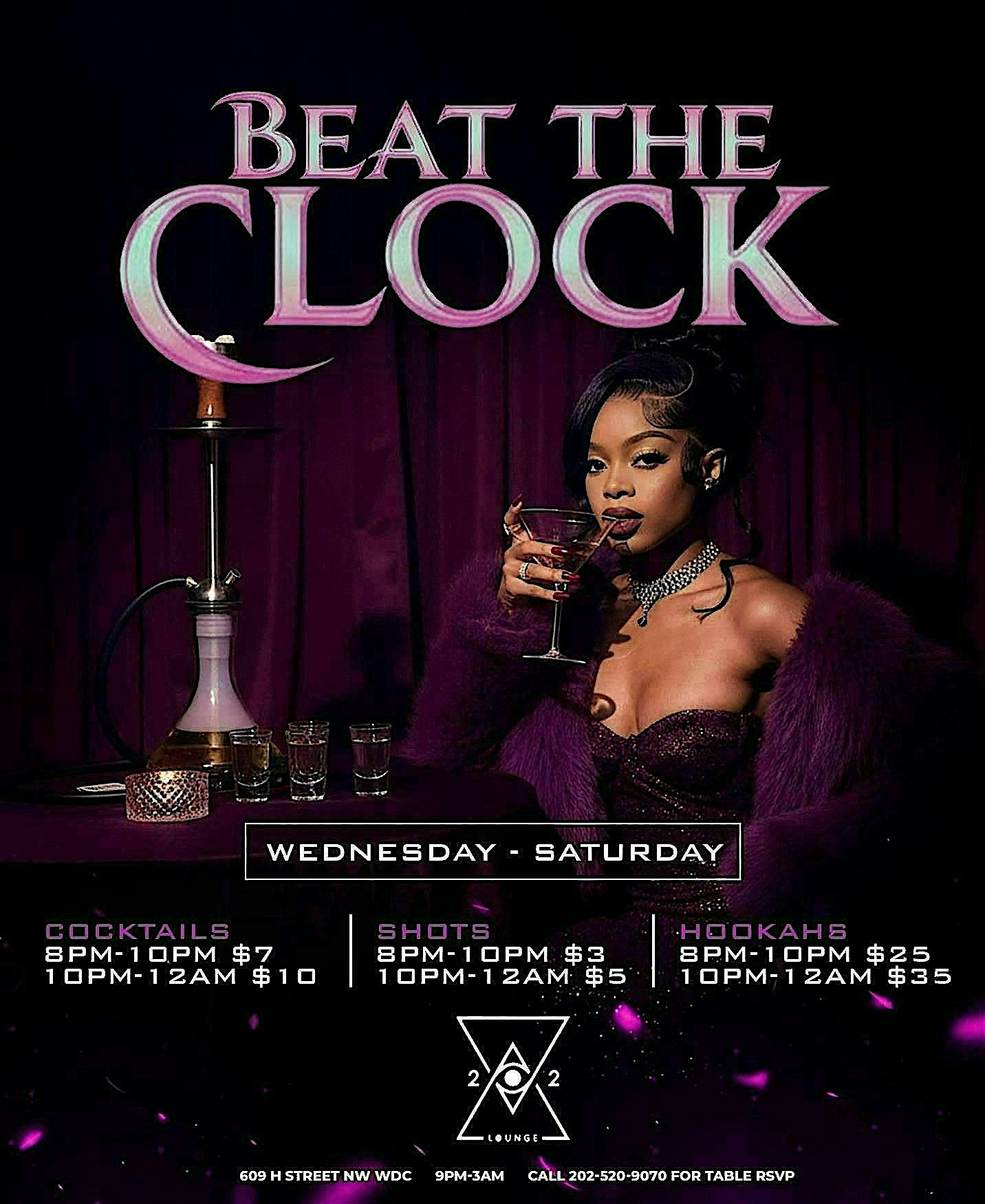 Beat The Clock Happy Hour ( Free Lemon Drop W/Rsvp ) at 609 H St NW – Washington, DC
