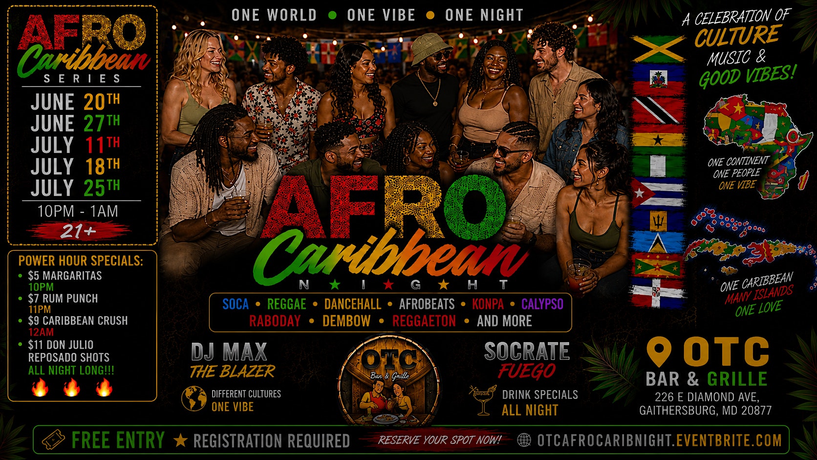 Afro Caribbean Night at OTC Bar & Grille – Gaithersburg, MD