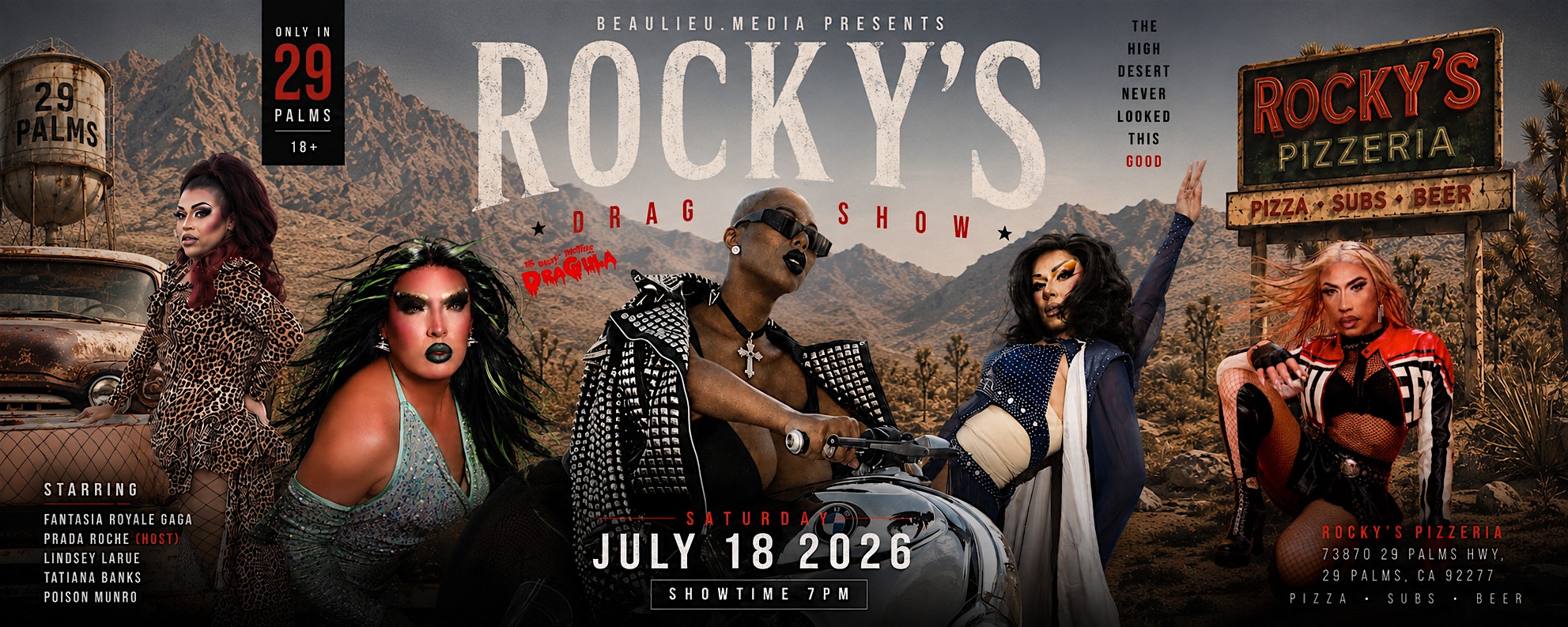 Rocky’s Summer Drag Show 2026 at Rocky’s New York Style – Twentynine Palms, CA
