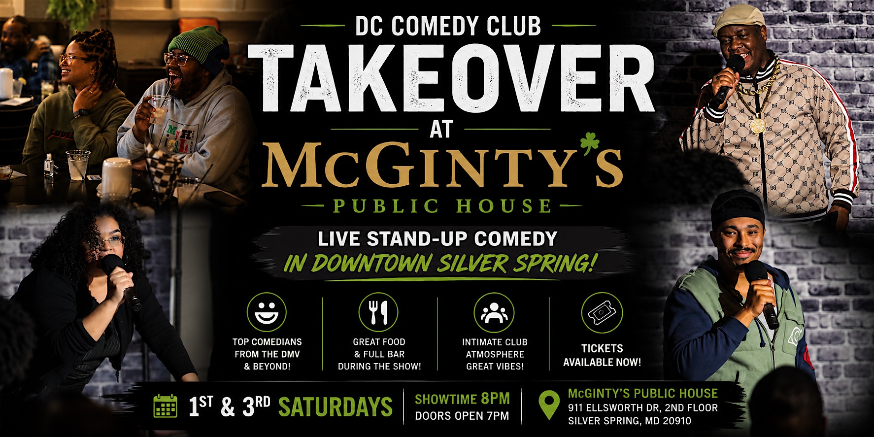 DC Comedy Club Takeover – Live at McGinty’s Public House | Stand Up Comedy at McGinty’s Public House – Silver Spring, MD