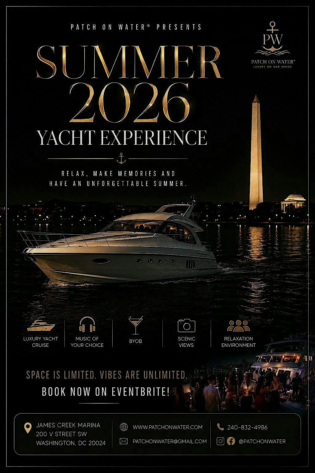 Patch On Water Summer 2026 Yacht Experience at 200 V St SW – Washington, DC