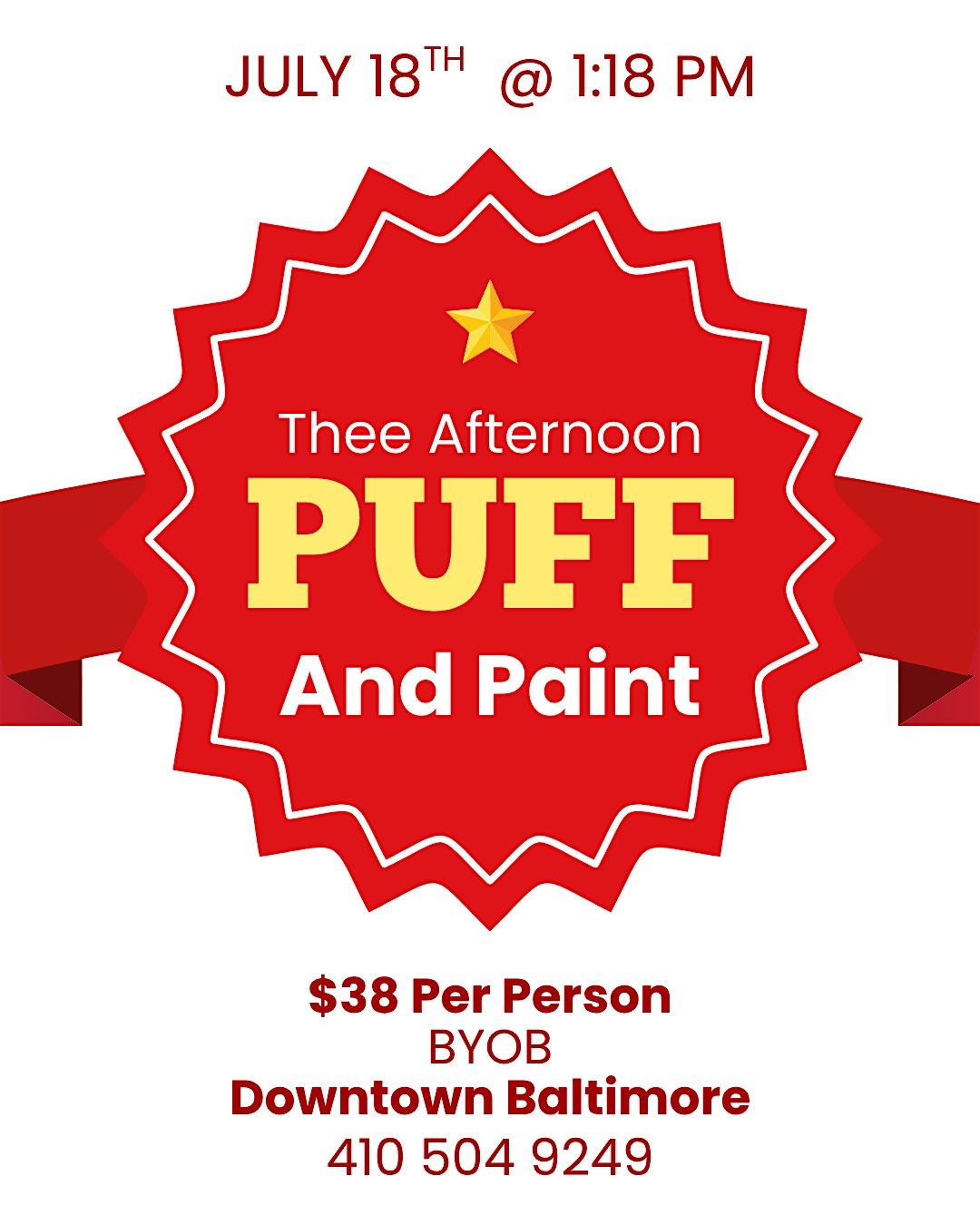 An Afternoon Puff n Paint @ Baltimore’s BEST Art Gallery! at The Gallery About Nothing – Baltimore, MD