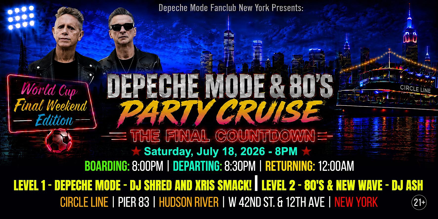Depeche Mode & 80’s Party Cruise – The Final Countdown at Circle Line Sightseeing Cruises – New York, NY