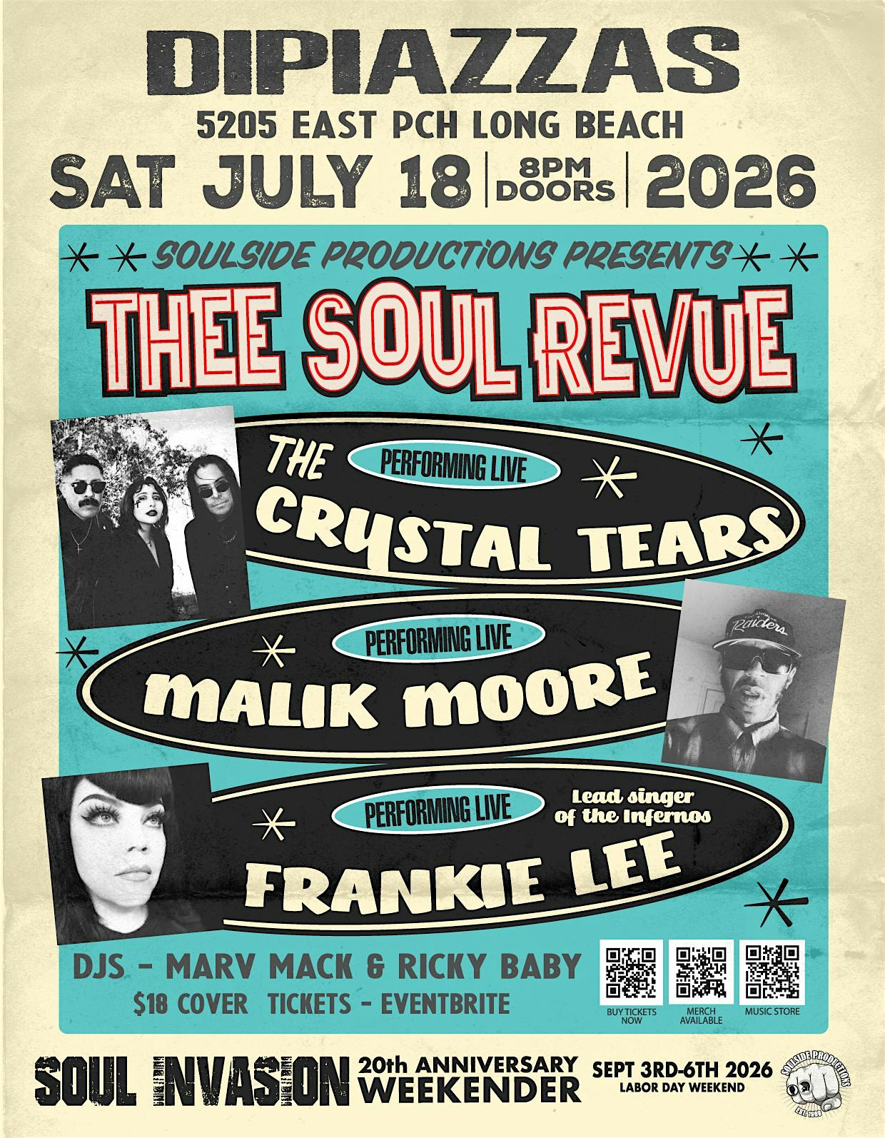 Thee Soul Revue w/ Crystal Tears – Malik Moore – Frankie Lee at DiPiazza’s – Long Beach, CA