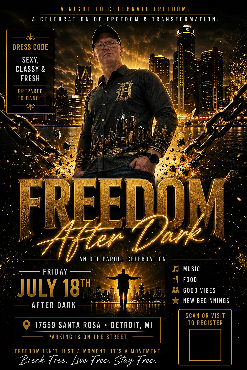 Freedom after dark at 17559 Santa Rosa Dr – Detroit, MI