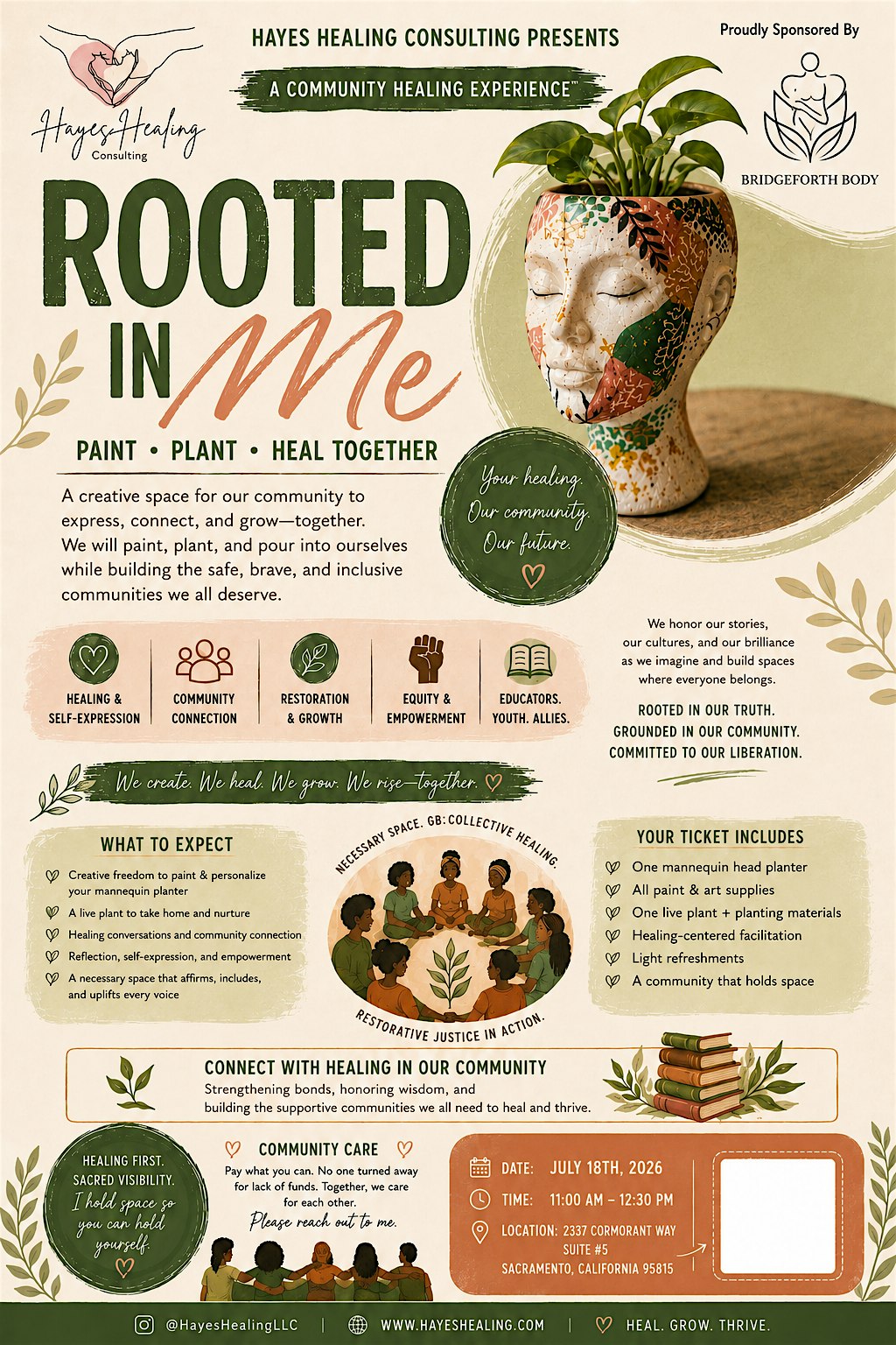 ROOTED IN ME: Paint • Plant • Heal Hosted by Hayes Healing LLC at 2337 Cormorant Way suite 5 – Sacramento, CA