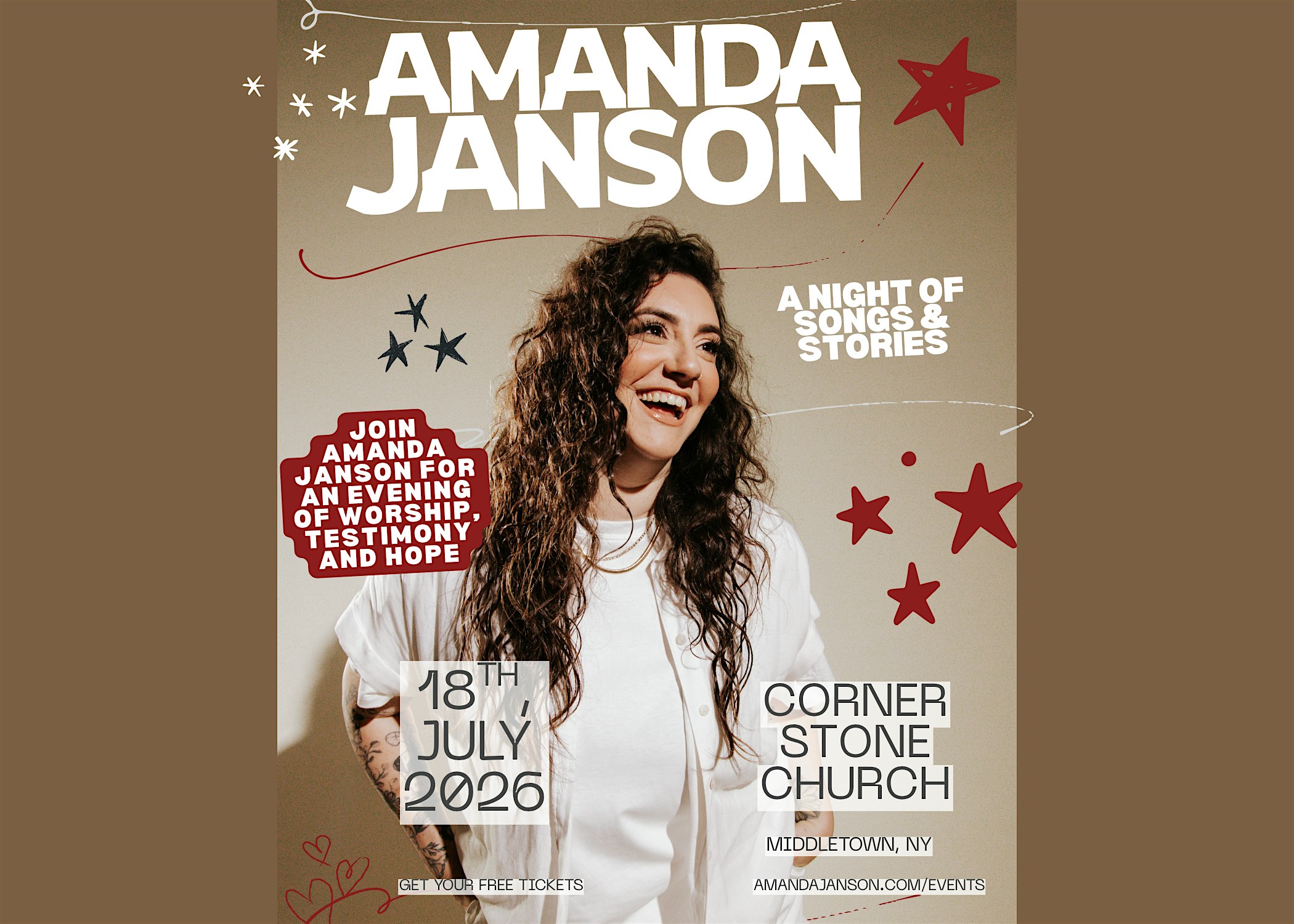 Songs & Stories with Amanda Janson at Cornerstone Church – Middletown, NY