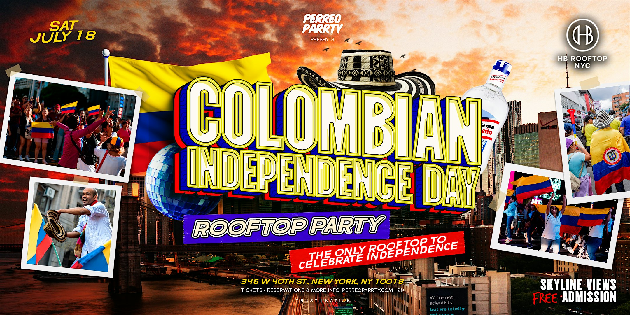 Rooftop Colombian Independence Day Party Skyline Views Perreo Parrty at High Bar New York – New York, NY