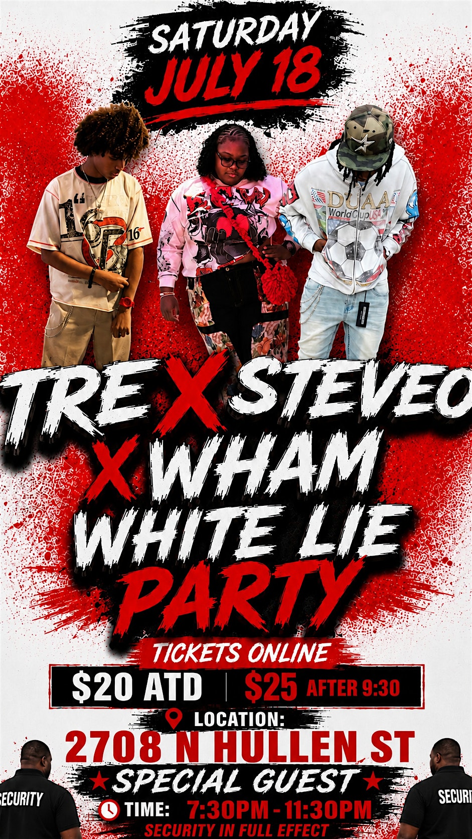 Tre x Steveo x Wham White lie party at 2708 N Hullen St – Metairie, LA