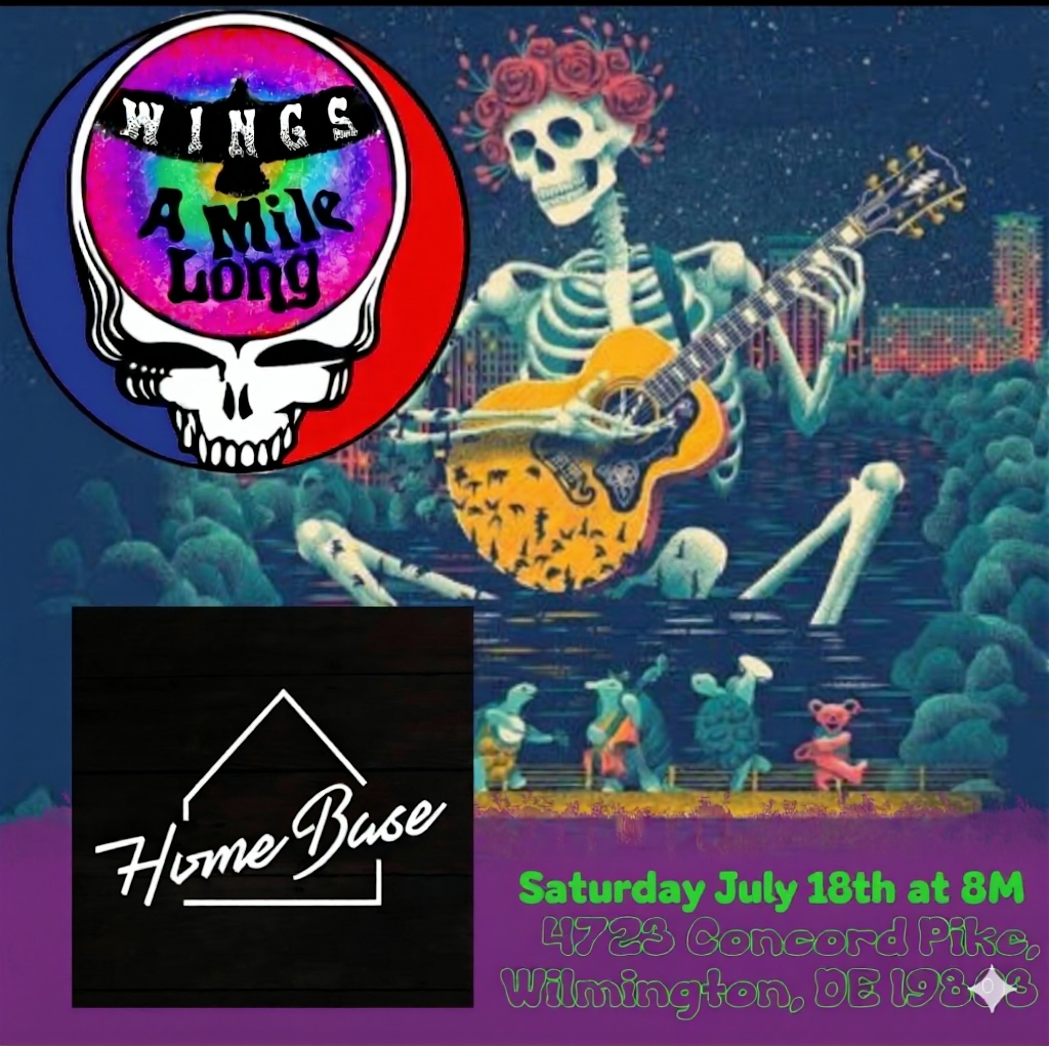 Wings A Mile Long June (Grateful Dead Night) – Saturday July 18th at HomeBase Delaware – Wilmington, DE