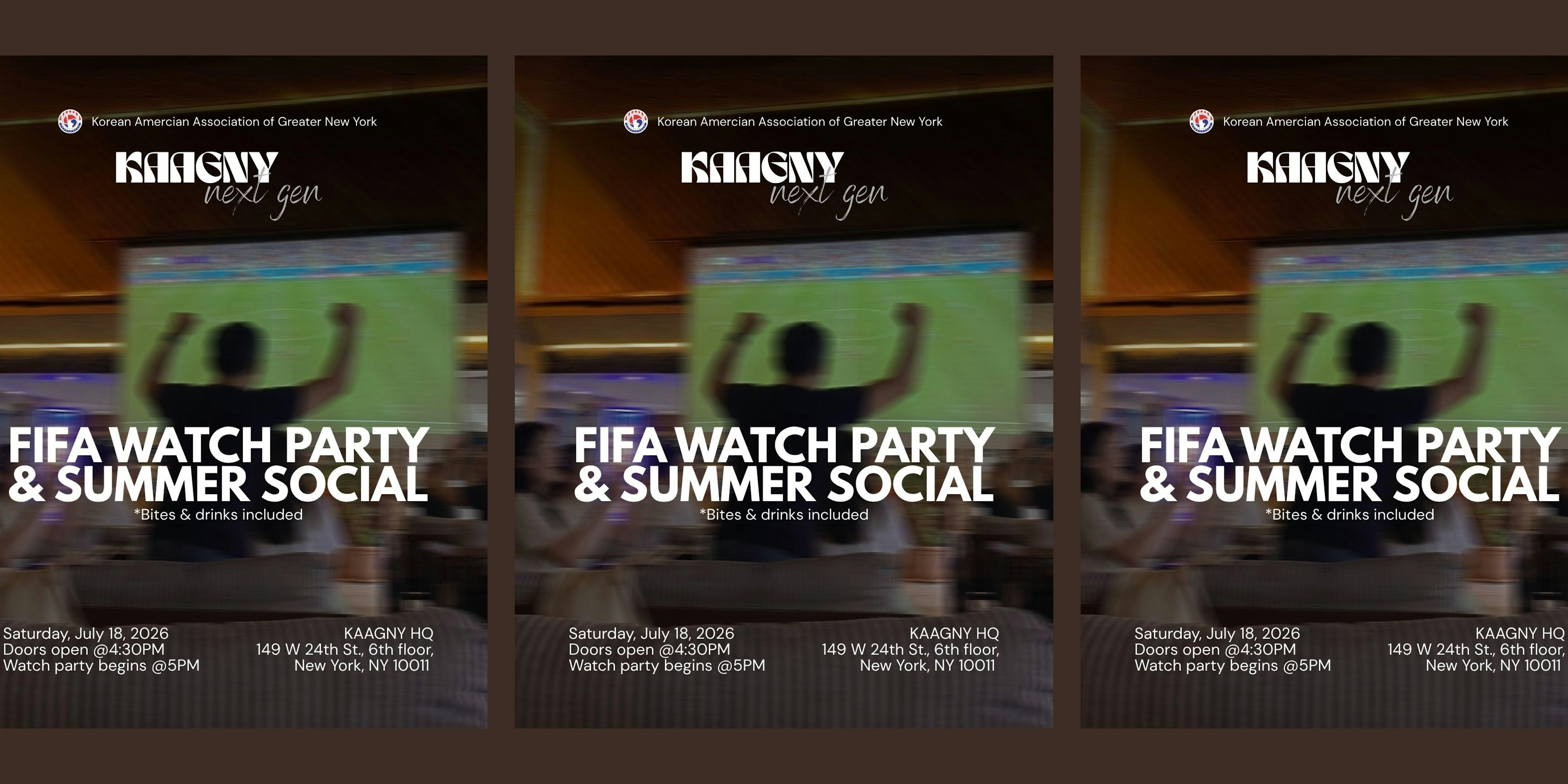 KAAGNY NextGen Summer Social & FIFA Watch Party at Korean American Association of Greater New York – New York, NY