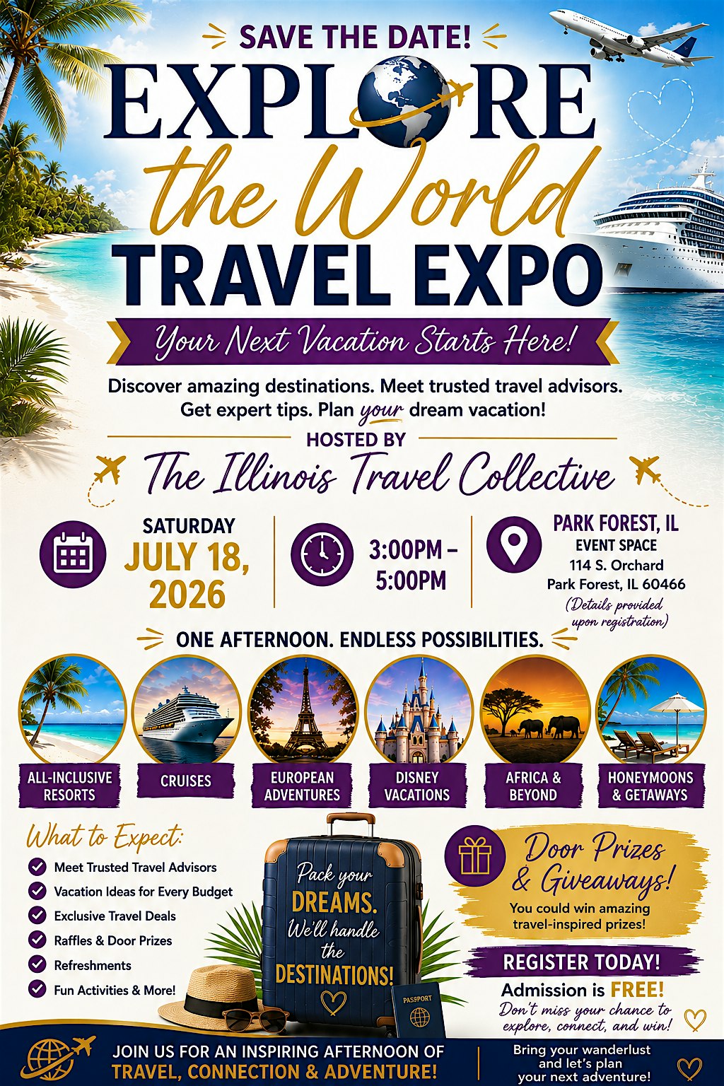 Travel Expo hosted by The Illinois Travel Collective at 114 S Orchard Dr – Park Forest, IL