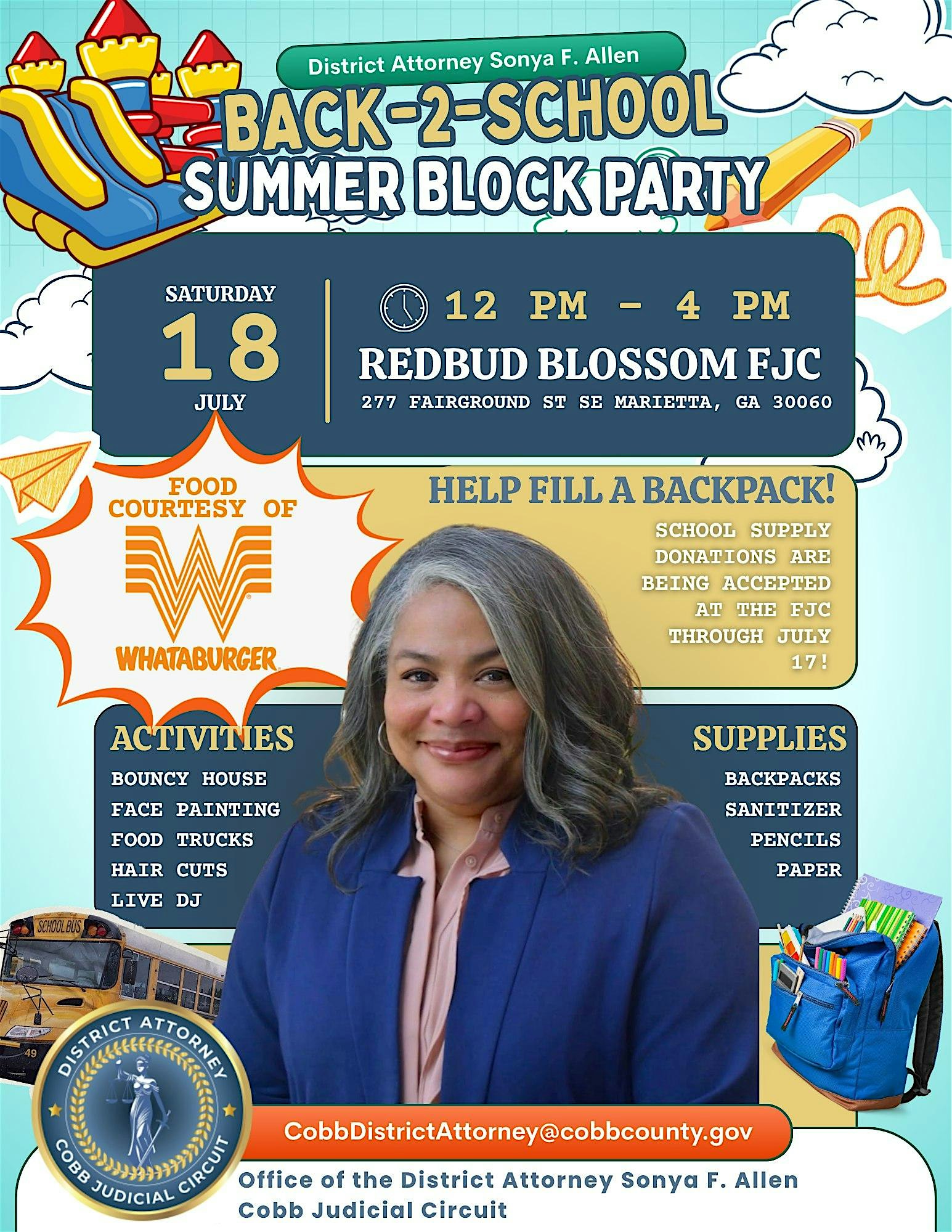 Back to School Summer Block Party at RedBud Blossom Family Justice Center-Cobb County – Marietta, GA