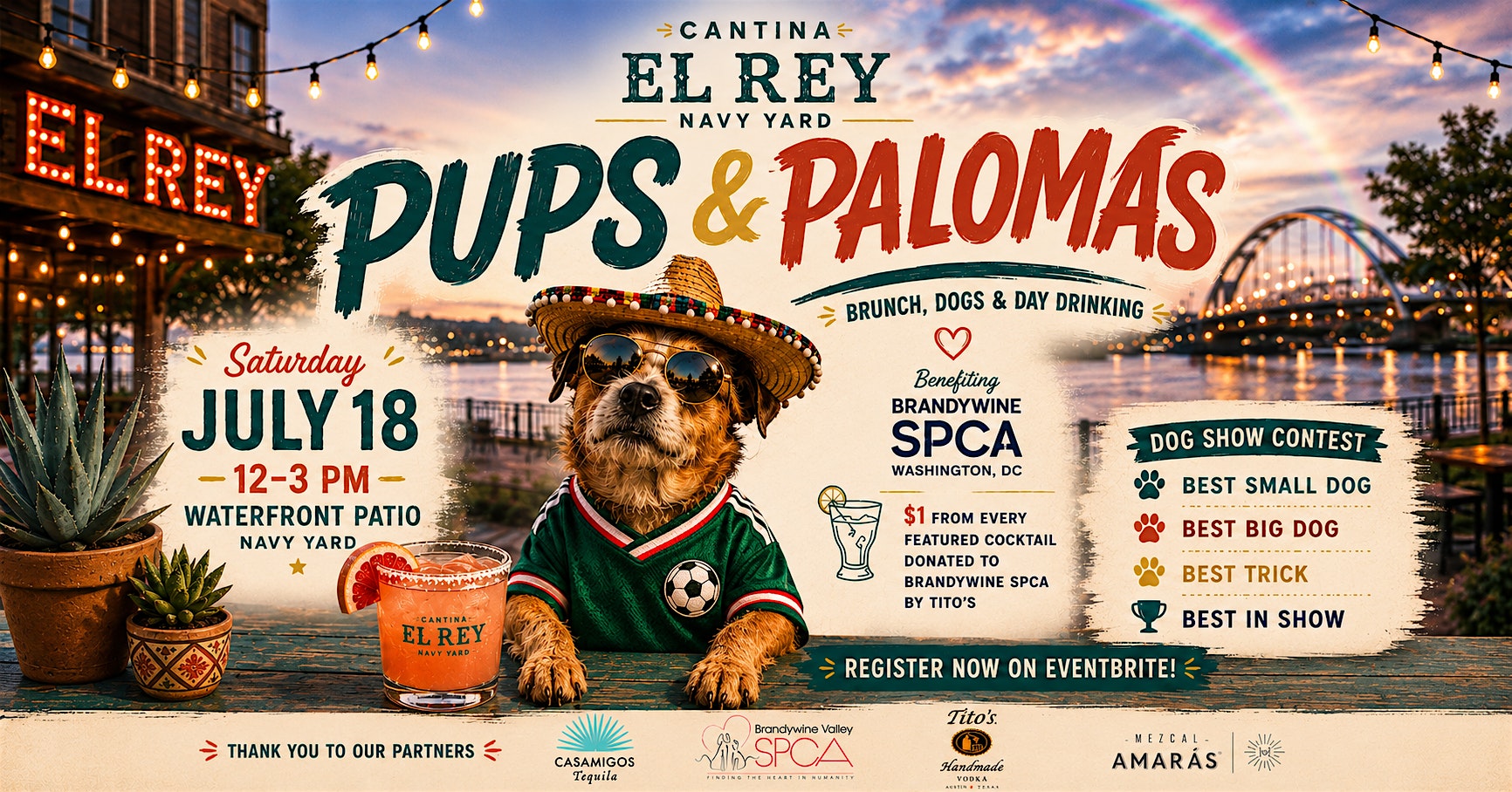Pups & Palomas: A Waterfront Dog Show & Brunch Benefiting Brandywine SPCA at El Rey Navy Yard – Washington, DC
