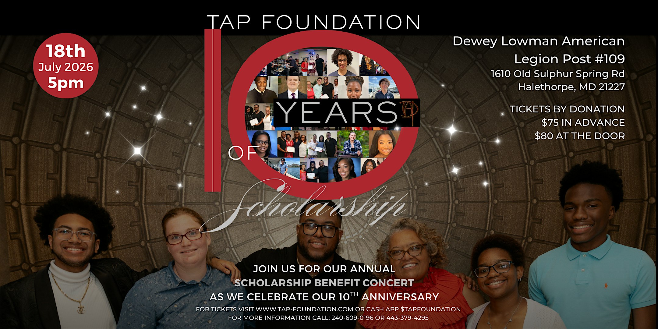 TAP Foundation 2026 Scholarship Benefit Concert at Dewey Lowman American Legion Post # 109 – Arbutus, MD