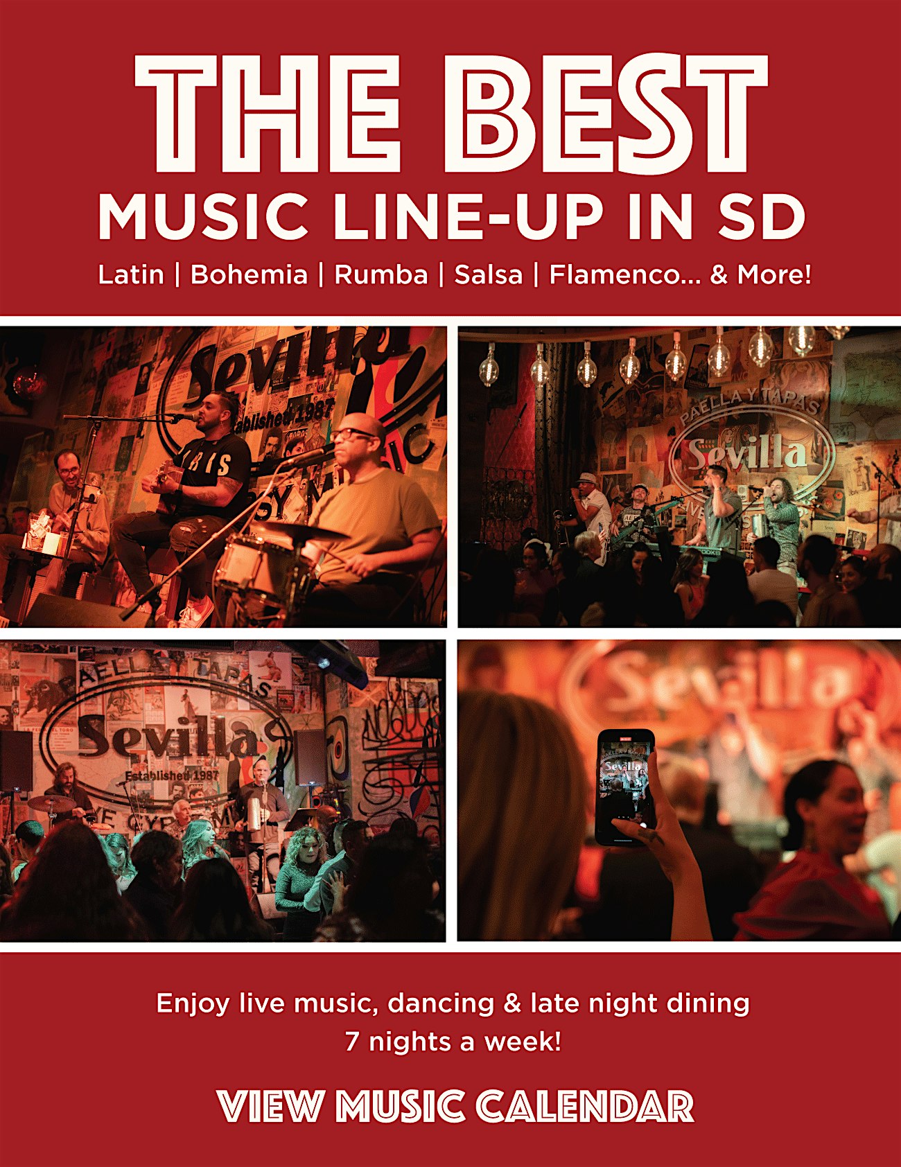 Costa Mesa Live Latin Music– Weekend Nights at Cafe Sevilla of Costa Mesa – Costa Mesa, CA