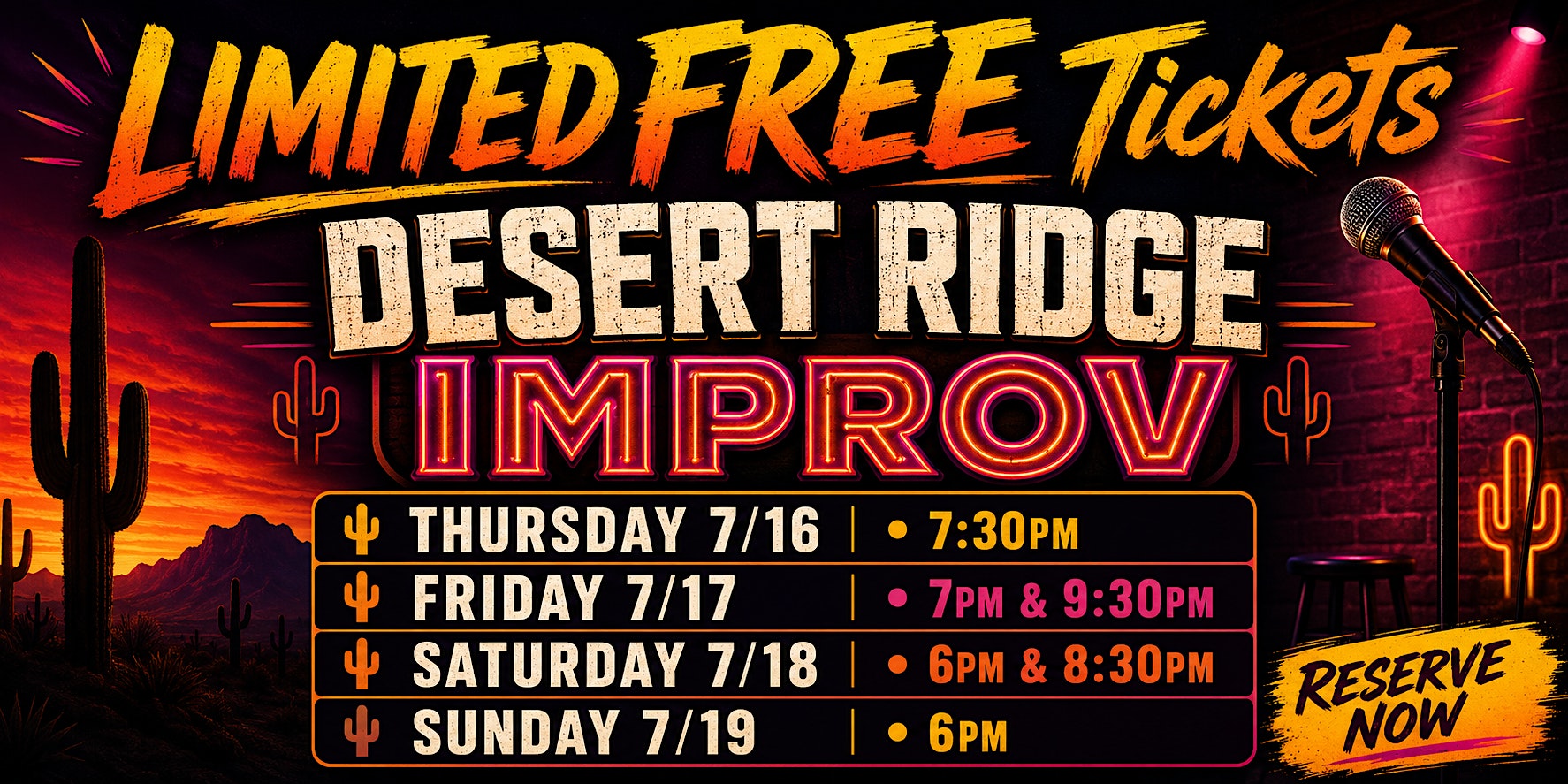 DESERT RIDGE IMPROV: FREE Tickets ALL Weekend! at Desert Ridge Improv – Phoenix, AZ