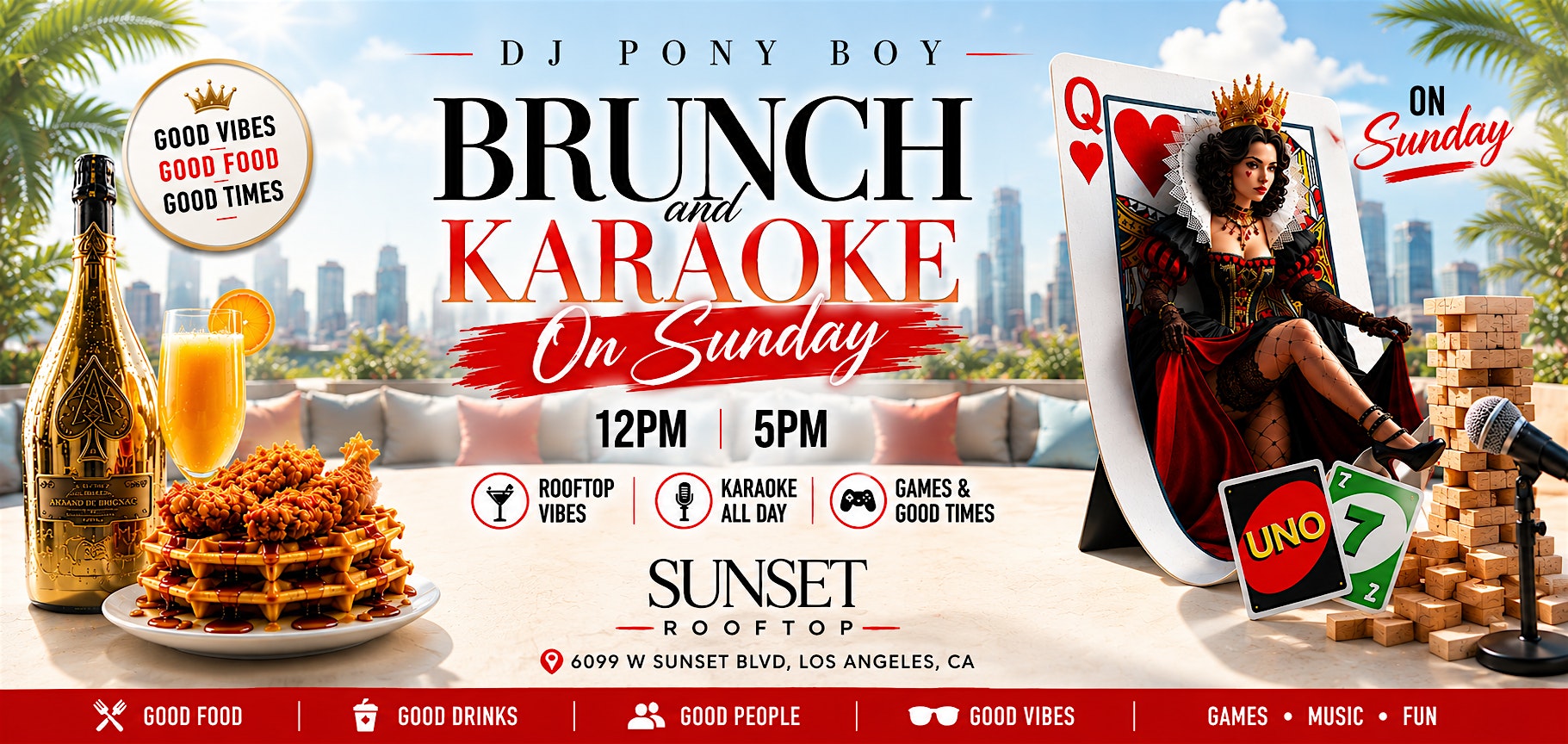 Brunch and Karaoke on Sunday at Sunset RoofTop – Hollywood, CA