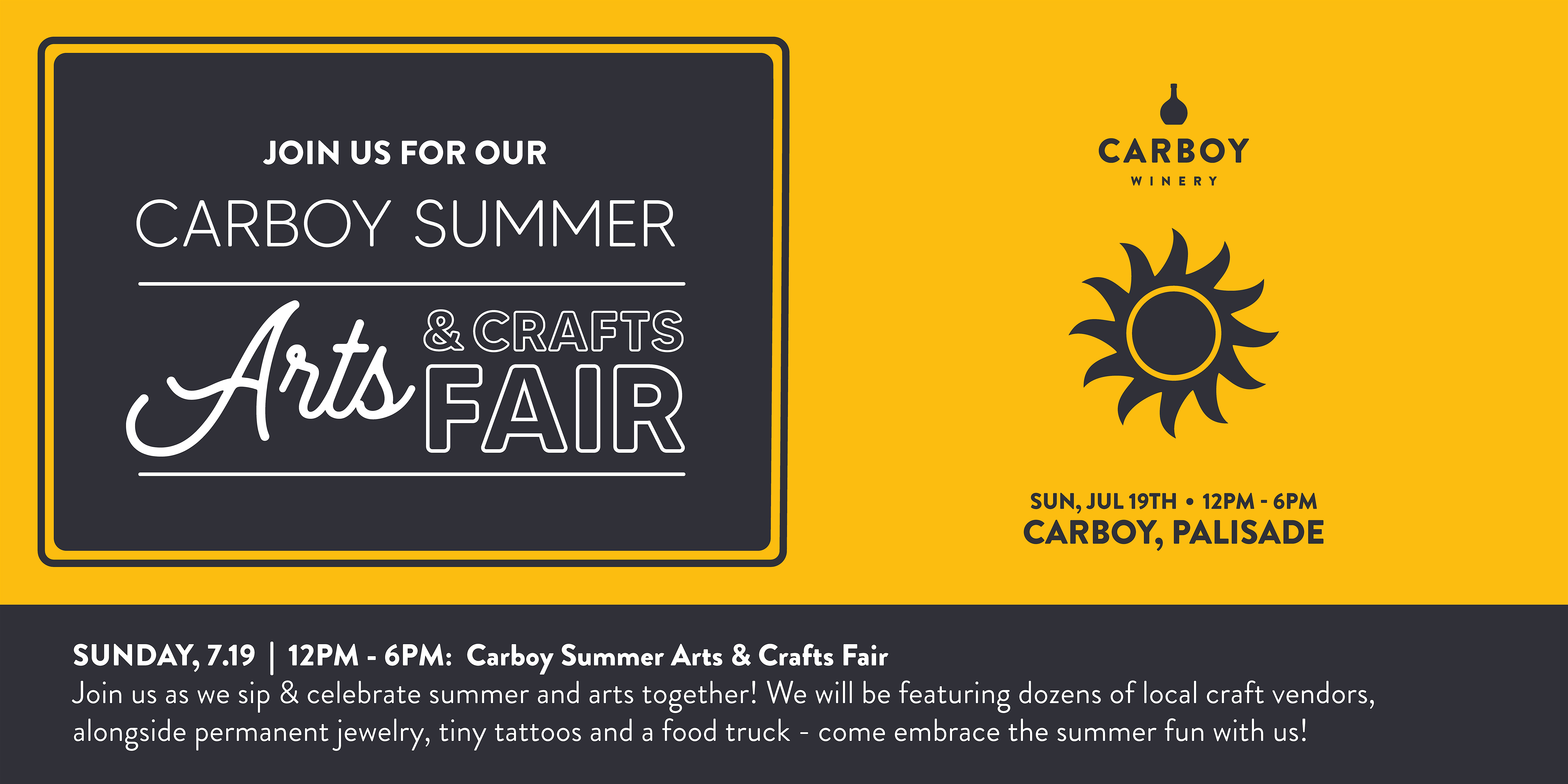 Carboy’s Summer Craft Fair! at Carboy Winery at Mt. Garfield Estate – Palisade, CO