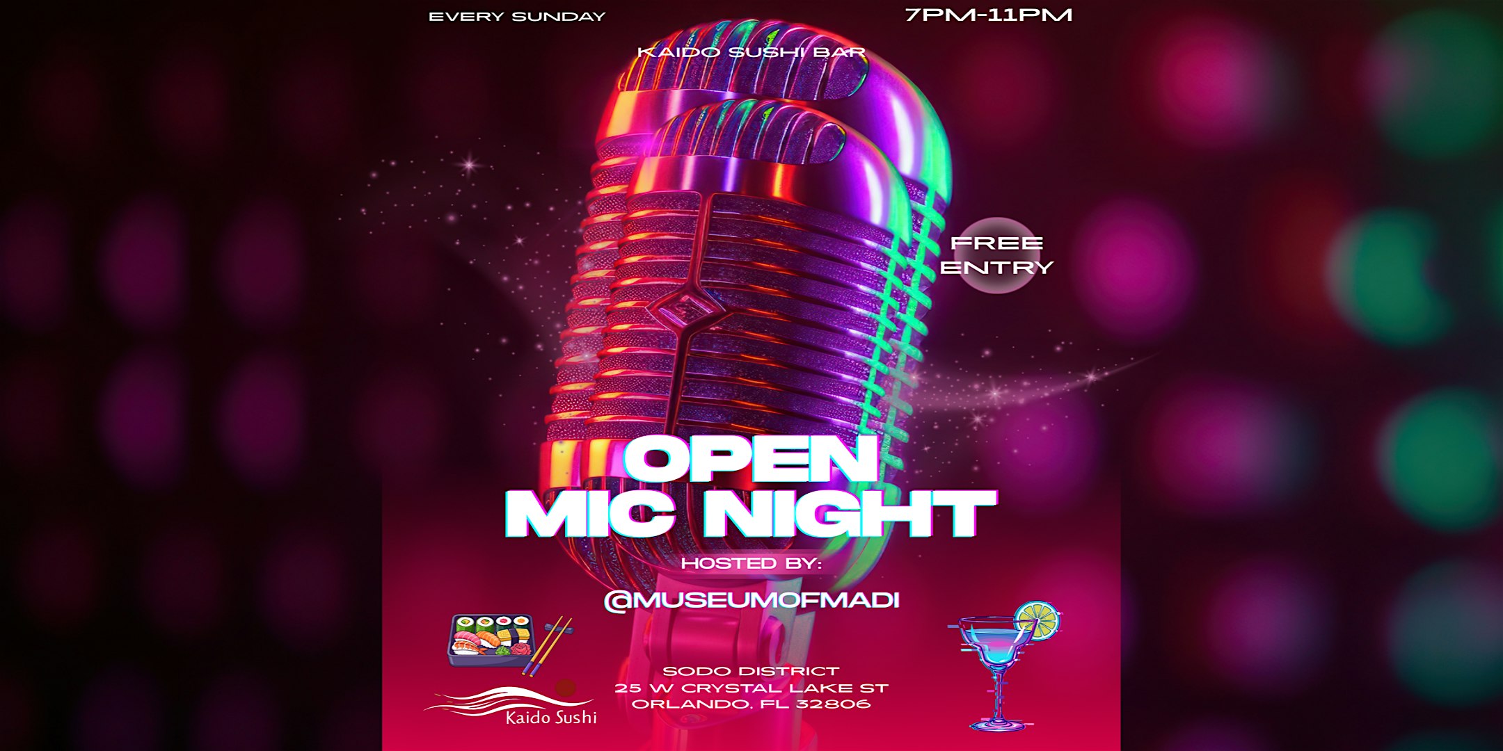 OPEN MIC NIGHT AT KAIDO SUSHI LOUNGE at Kaido Sushi – Orlando, FL
