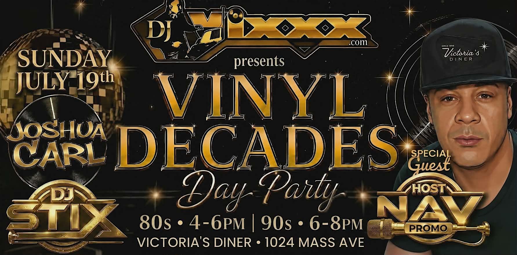 Vinyl Decades Day Party July 19th at Victoria’s Diner – Boston, MA