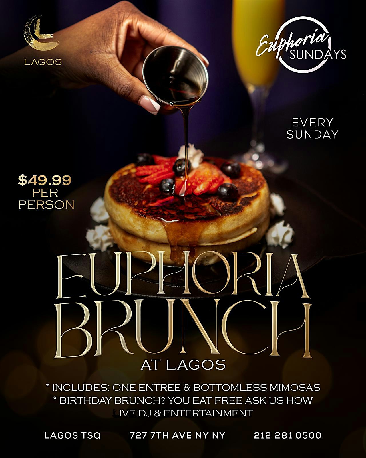 Sunday Bottomless Brunch Party at Lagos NYC at Lagos TSQ, 7th Avenue, New York, NY, USA – New York, NY
