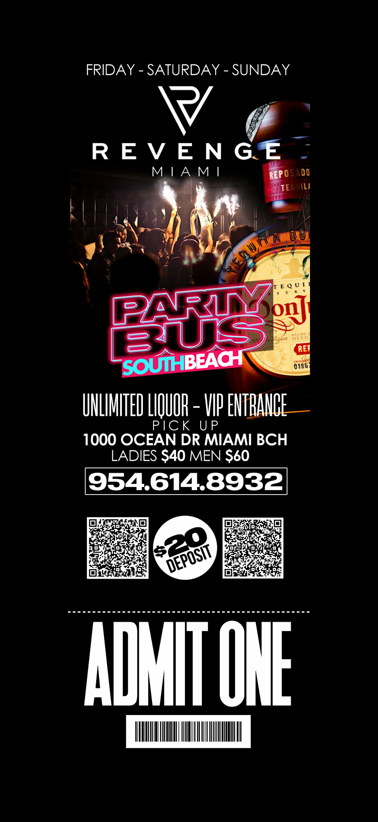 Revenge vip entrance & party bus at 1000 Collins Ave – Miami Beach, FL