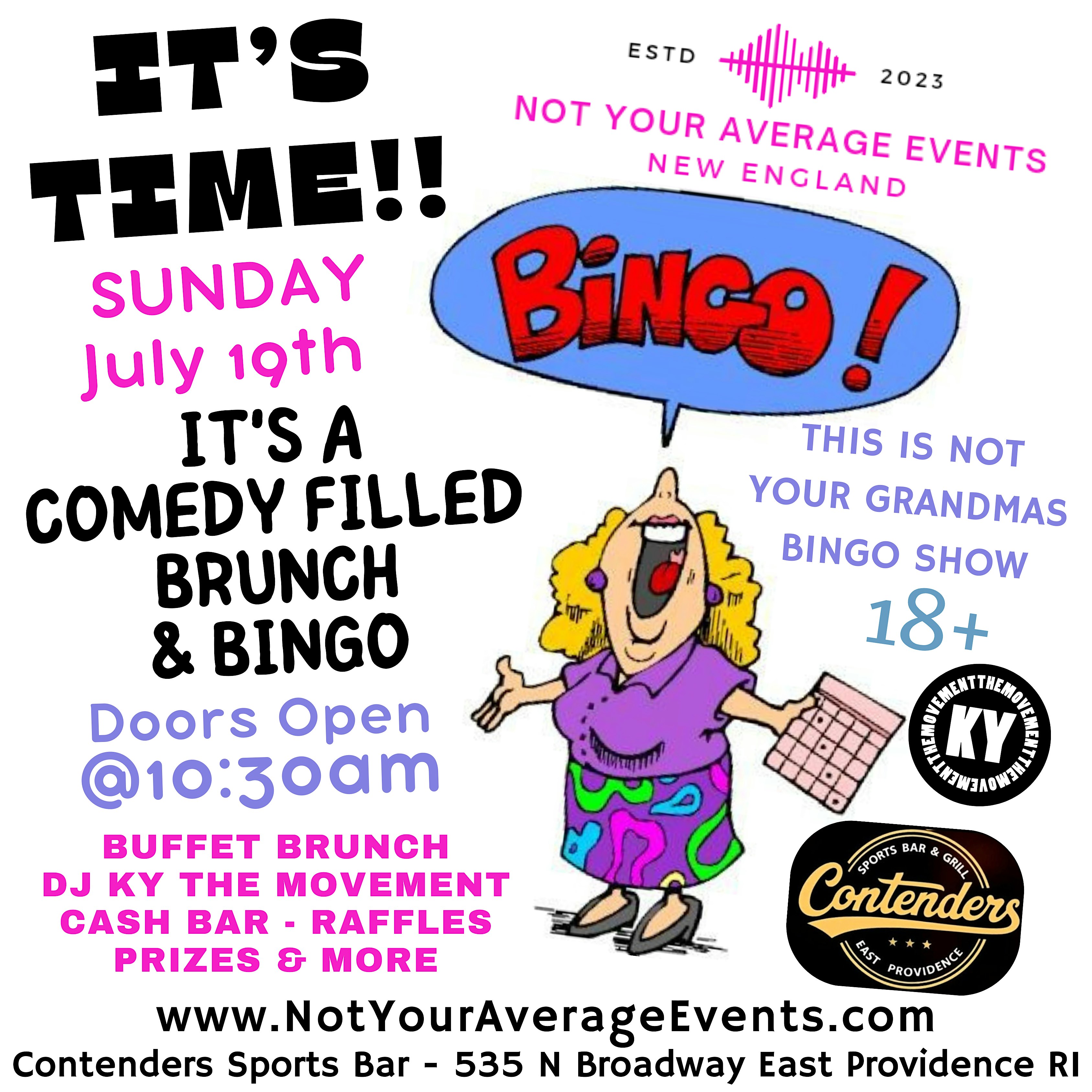 Not Your Grandma’s Comedy Bingo Brunch at Contenders in East Providence at Contenders Sports Bar and Grill – East Providence, RI
