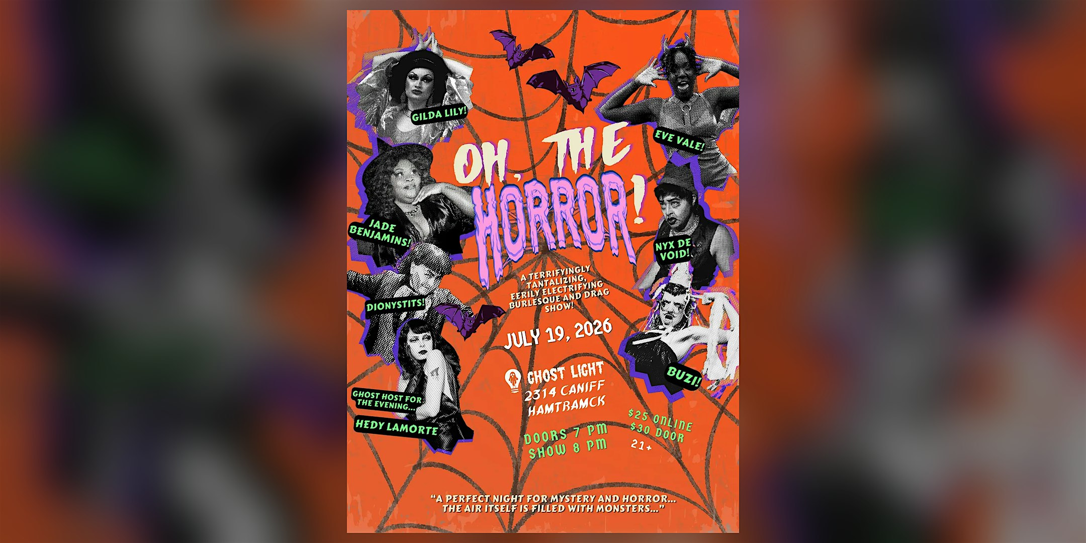 OH, THE HORROR! An Eerie and Electrifying Burlesque & Drag Event at 2314 Caniff Ave – Hamtramck, MI
