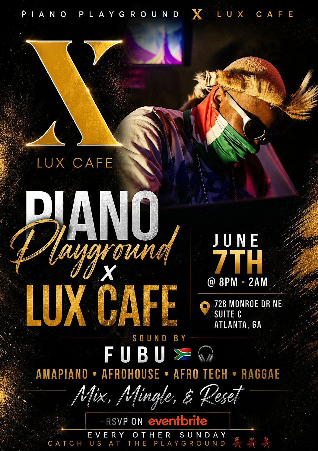 Piano Playground X Lux Cafe’ at 728 Monroe Dr NE – Atlanta, GA