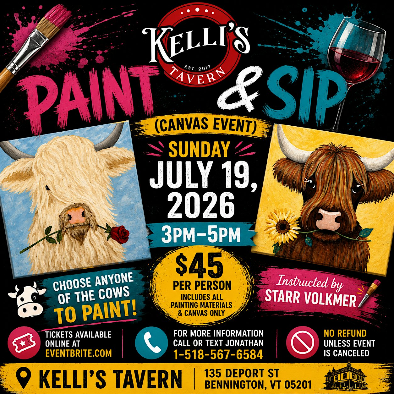 PAINT & SIP at Kelli’s Tavern – Bennington, VT