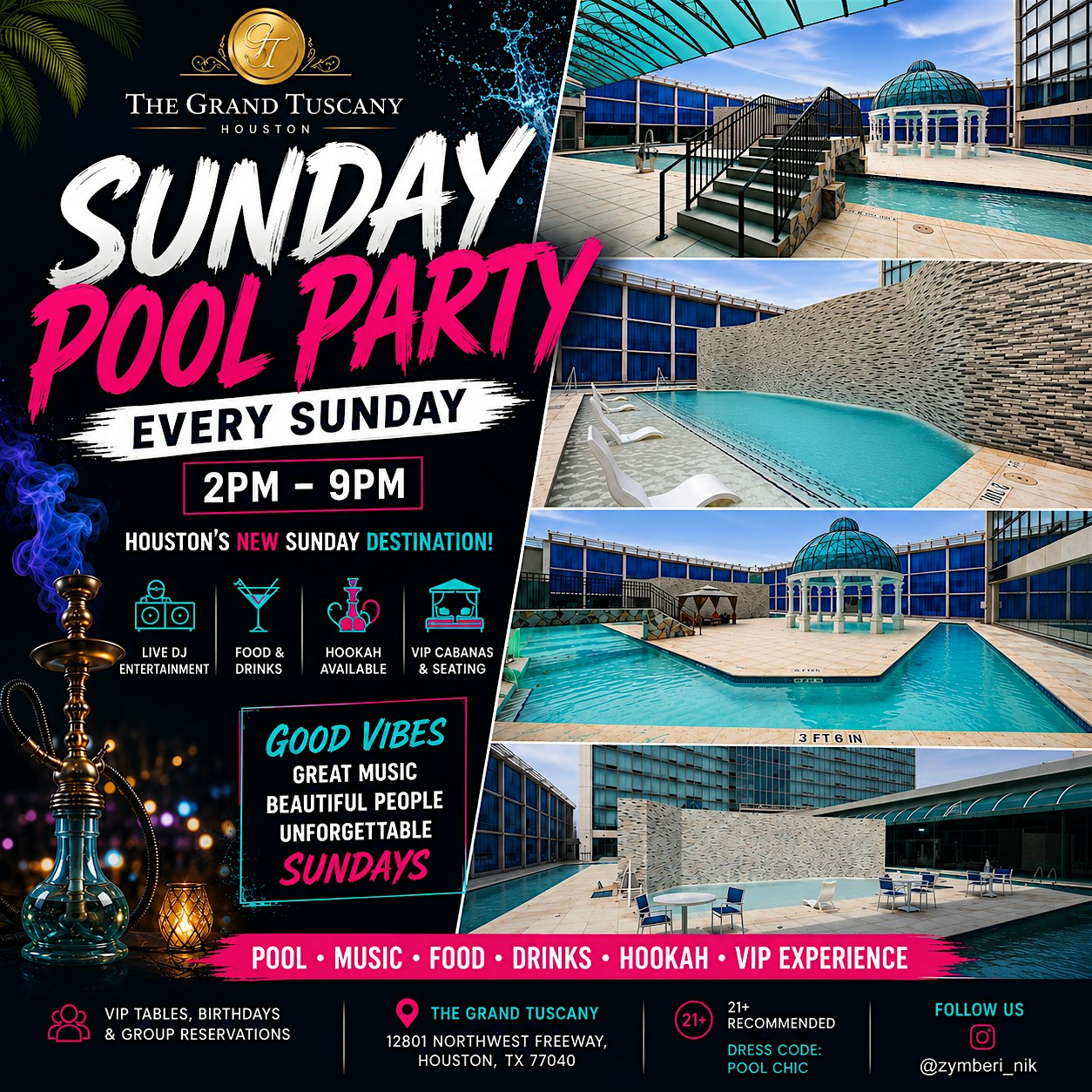 Splash with us every Sunday at The Grand Tuscany – Houston, TX