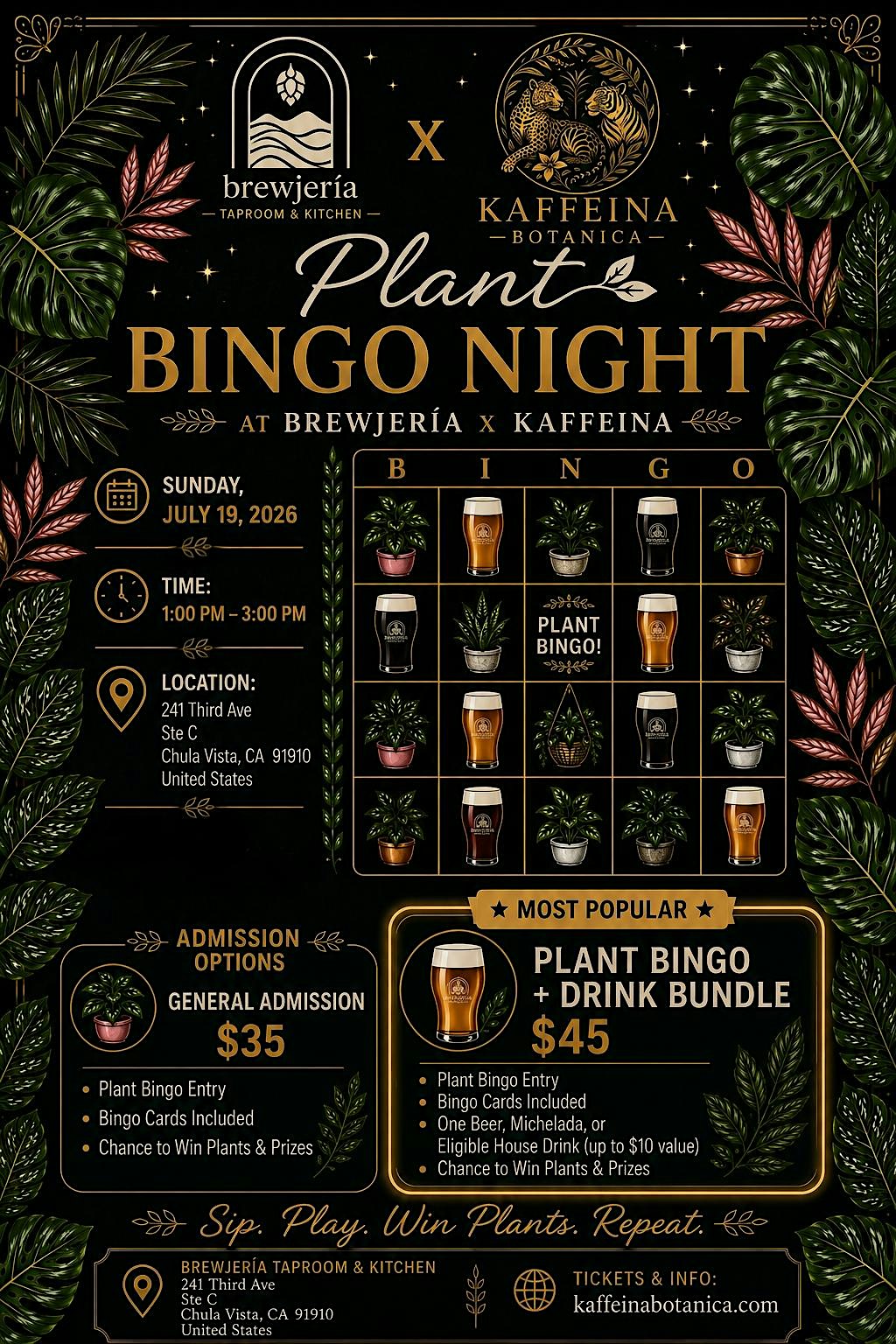 Plant Bingo – Brewjeria Taproom Chula Vista (JULY) at Brewjeria Taproom & Kitchen – Chula Vista, CA