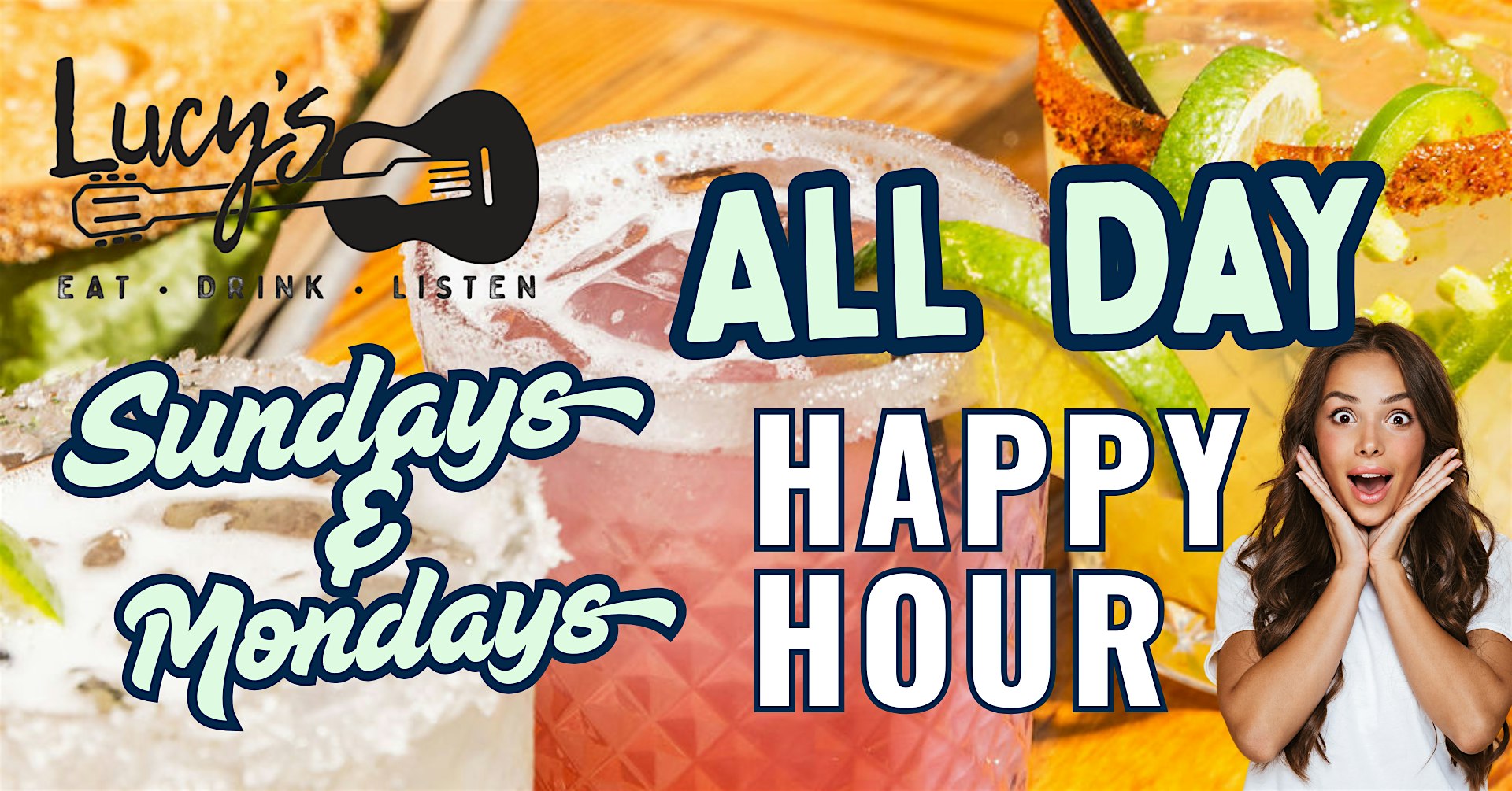 All Day Happy Hour: Sundays & Mondays at Lucy’s! at Lucy’s, Columbus Avenue, Grand Haven, MI, USA – Grand Haven, MI