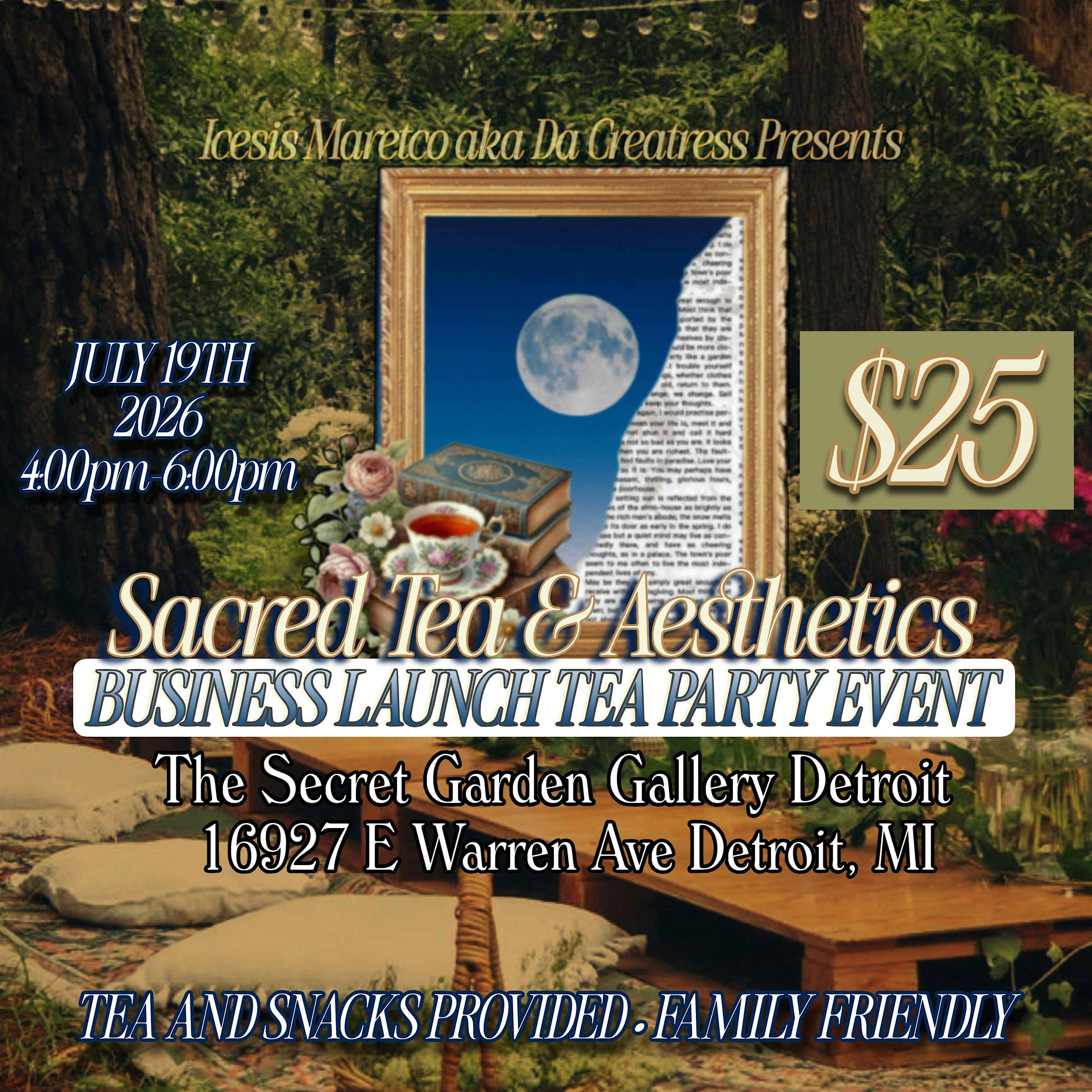 Sacred Tea and Aesthetics Launch Party: Tea Party Event at The Secret Garden Gallery Detroit – Detroit, MI
